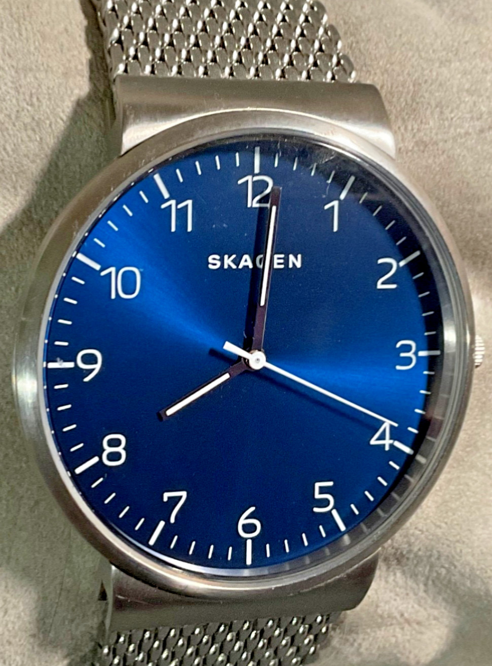 SKAGEN SKW6164 MENS 40mm STAINLESS STEEL WATCH BLUE DIAL NEW BATTERY EXCELLENT