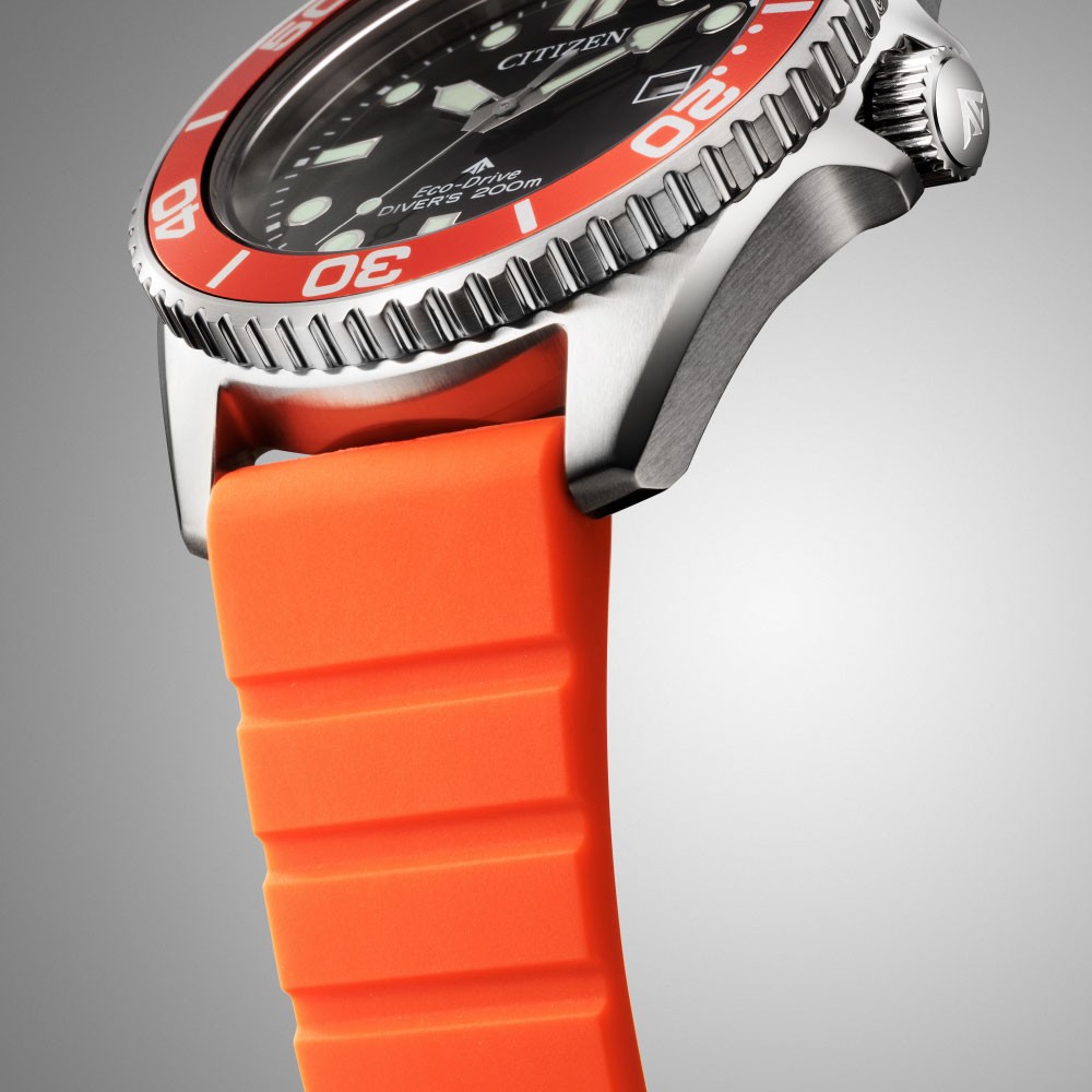 CITIZEN PROMASTER MARINE BN0268-01E Eco-Drive Black Dial Orange Band 40.6mm