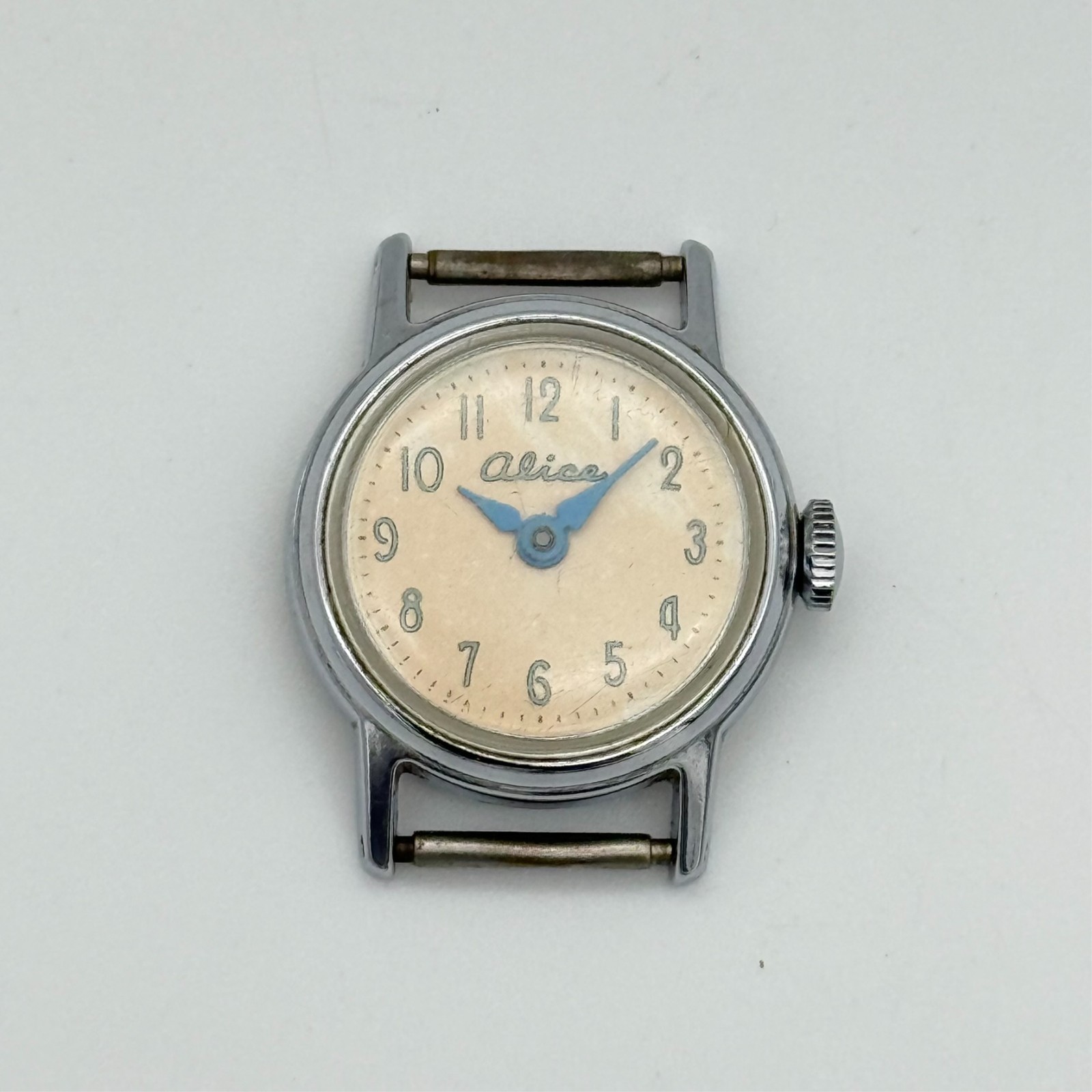 Vintage 1950s US Time Alice Wonderland Silver Tone Mechanical Watch – FOR REPAIR