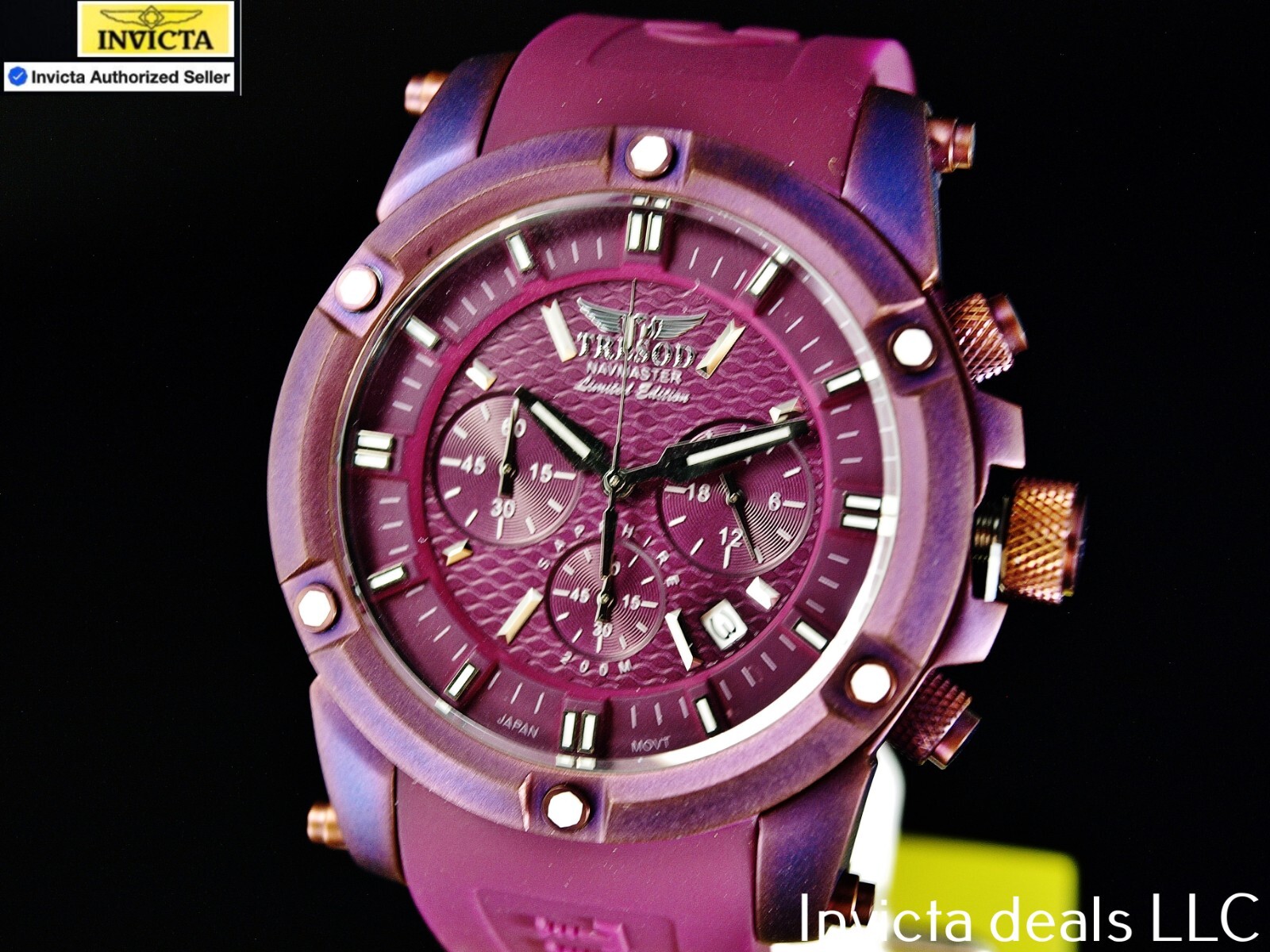 Tresod Men’s NAVMASTER Chrono SANDBLASTED Magenta Tone Sapphire Crystal SS Watch