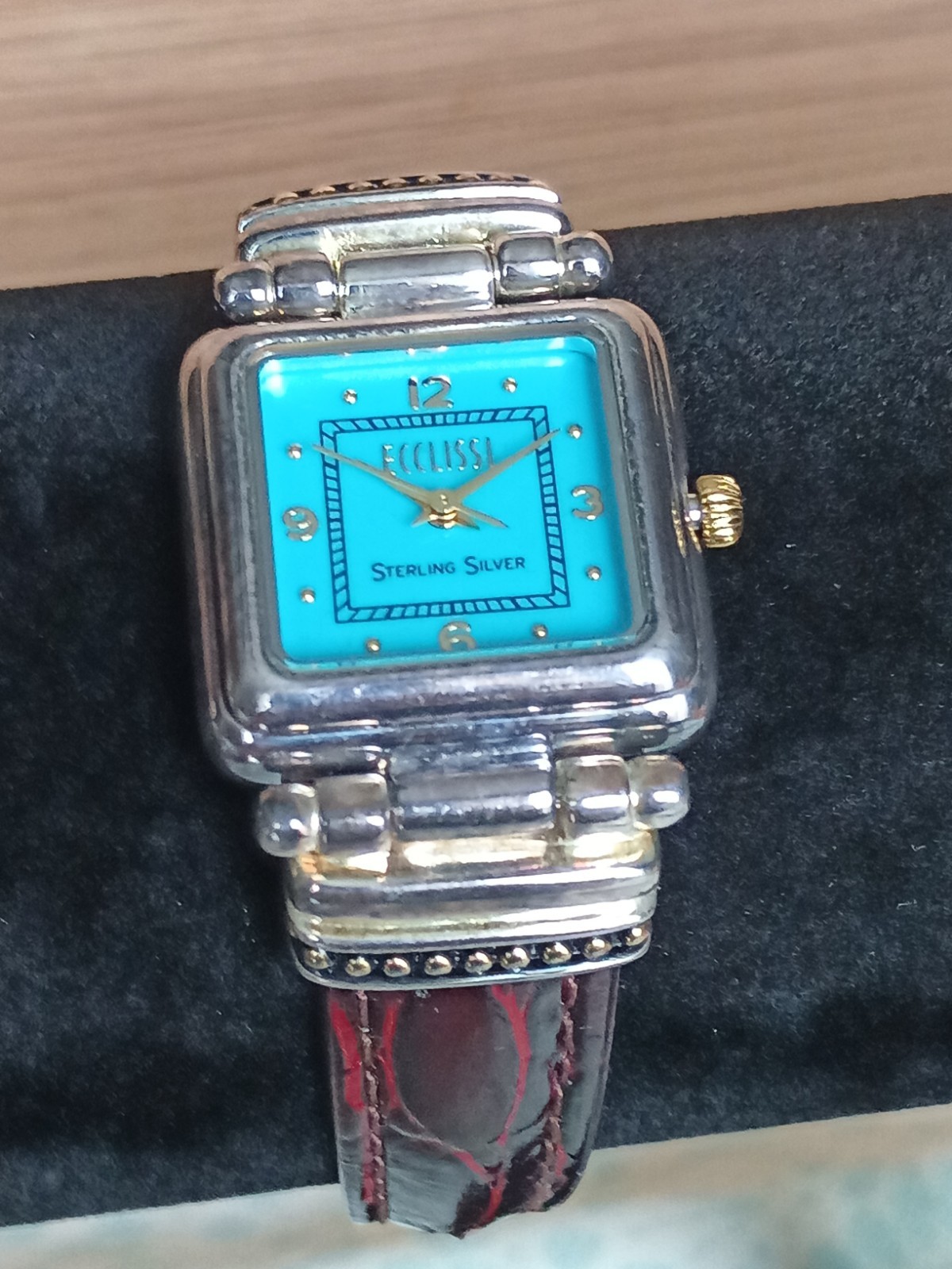 ✨Ecclissi Sterling Silver 925 Turquoise Square Dial Women’s Watch New Battery✨