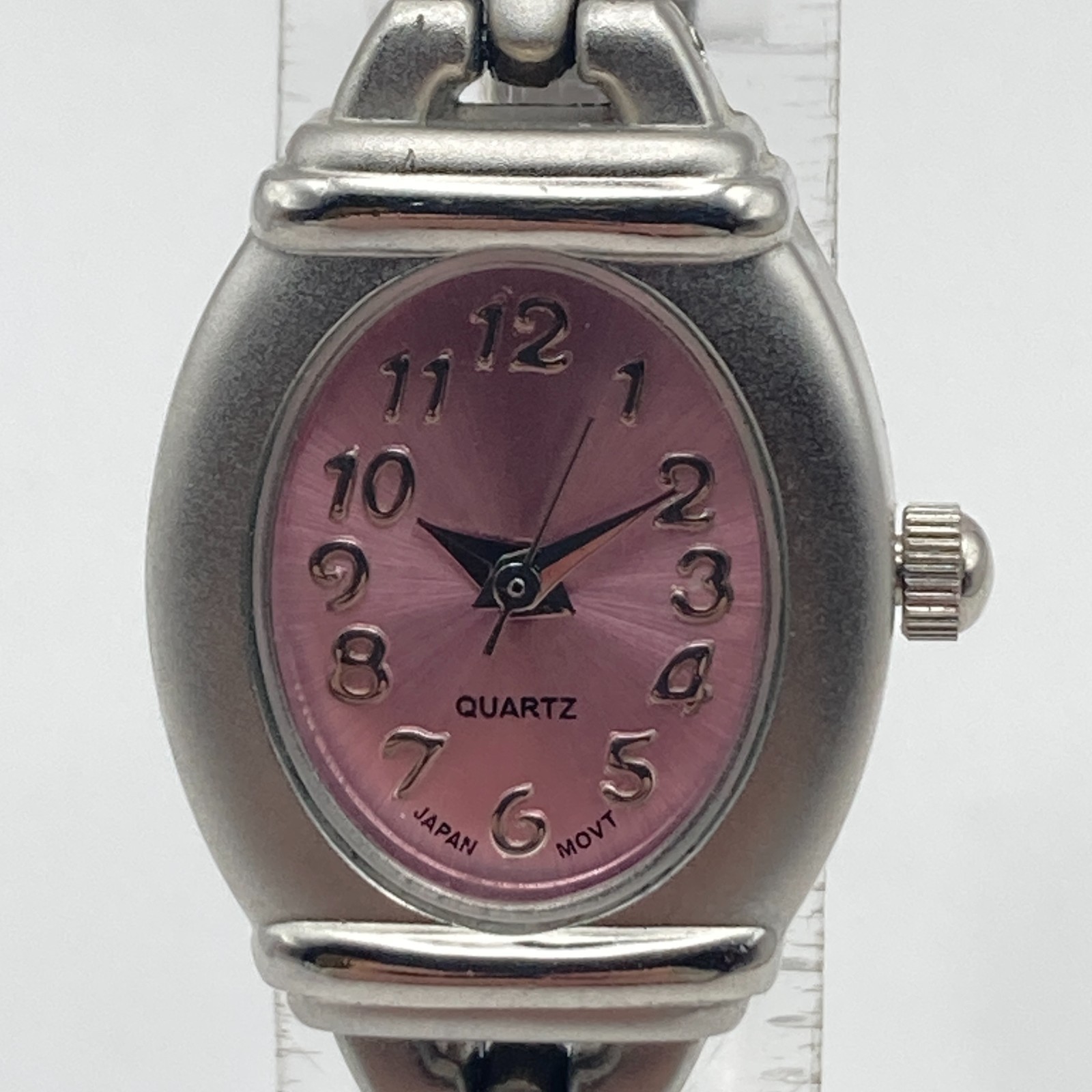 Advance Womens Watch 19mm Silver Tone Matte Pink Dial Oval New Battery 6.75″