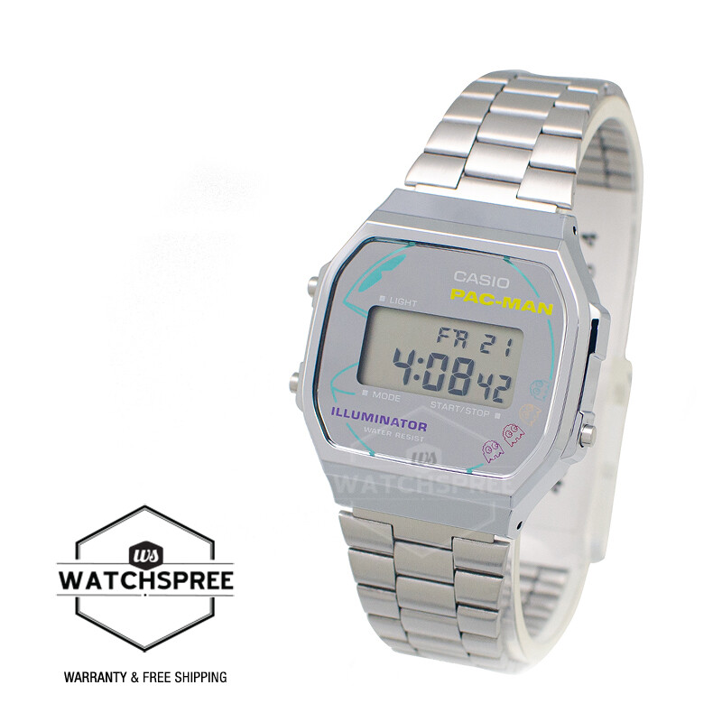 Casio Digital Vintage x PAC-MAN Model Stainless Steel Band Watch A168WEPC-7A