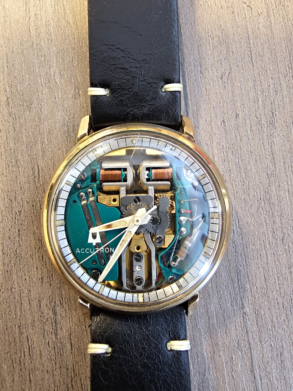Bulova Accutron Spaceview Manual Skeleton Dial 34mm Gold Filled Leather