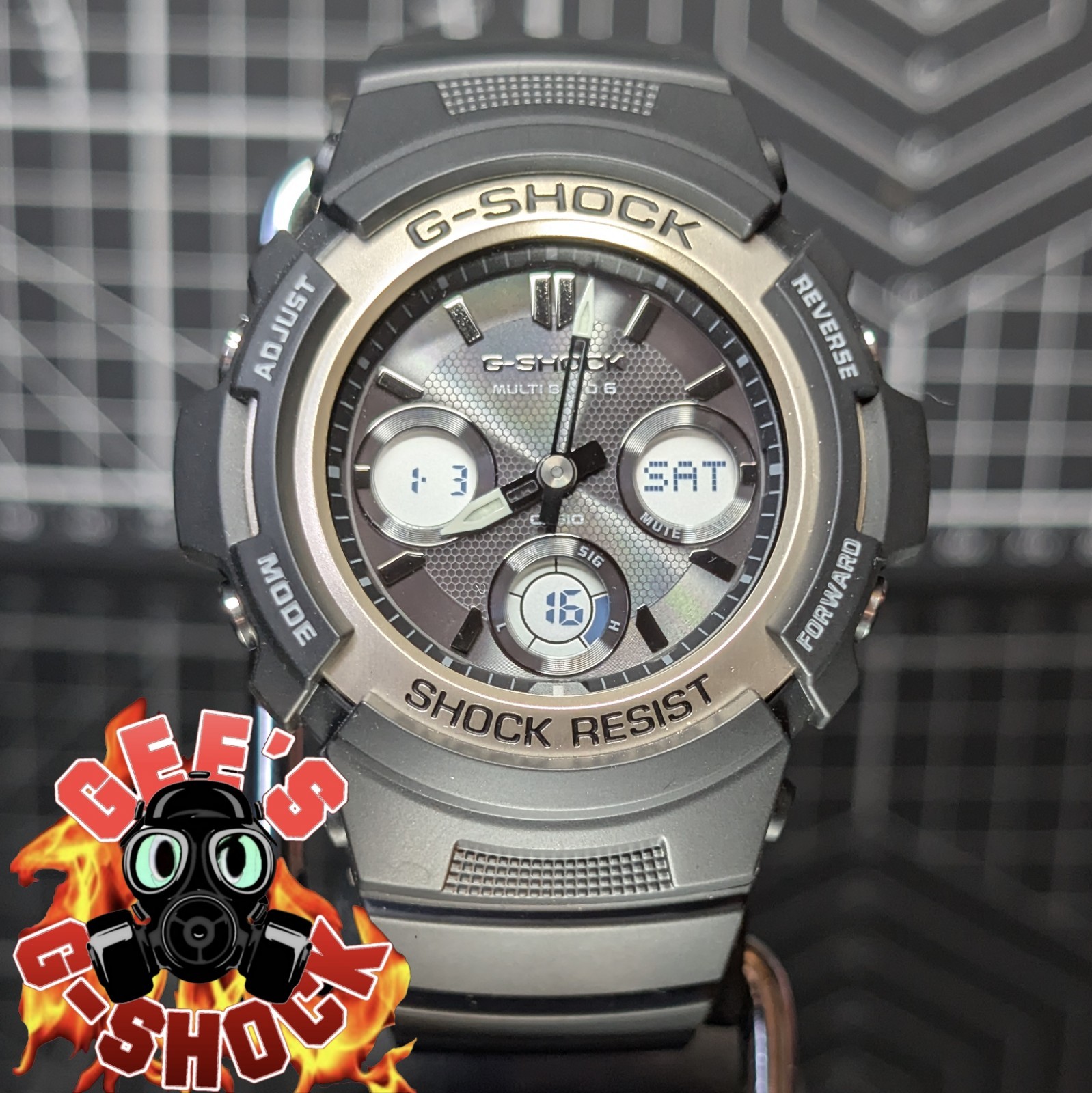 Casio G-Shock AWG-M100 Tough Solar Multiband Black Grey Gold AWG-M100SF-1A6
