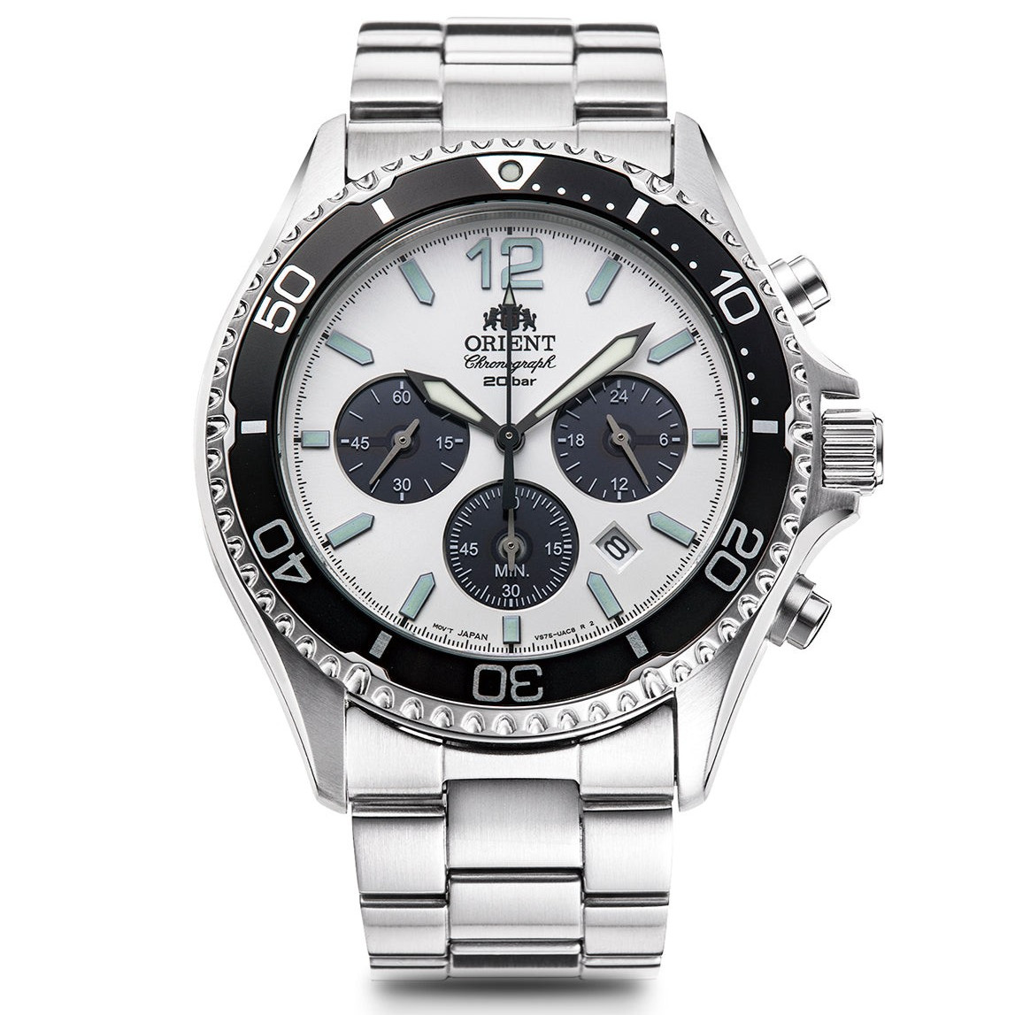 Orient Mako Solar Panda RN-TX0203S Chronograph Solar Men Wristwatch New in Box