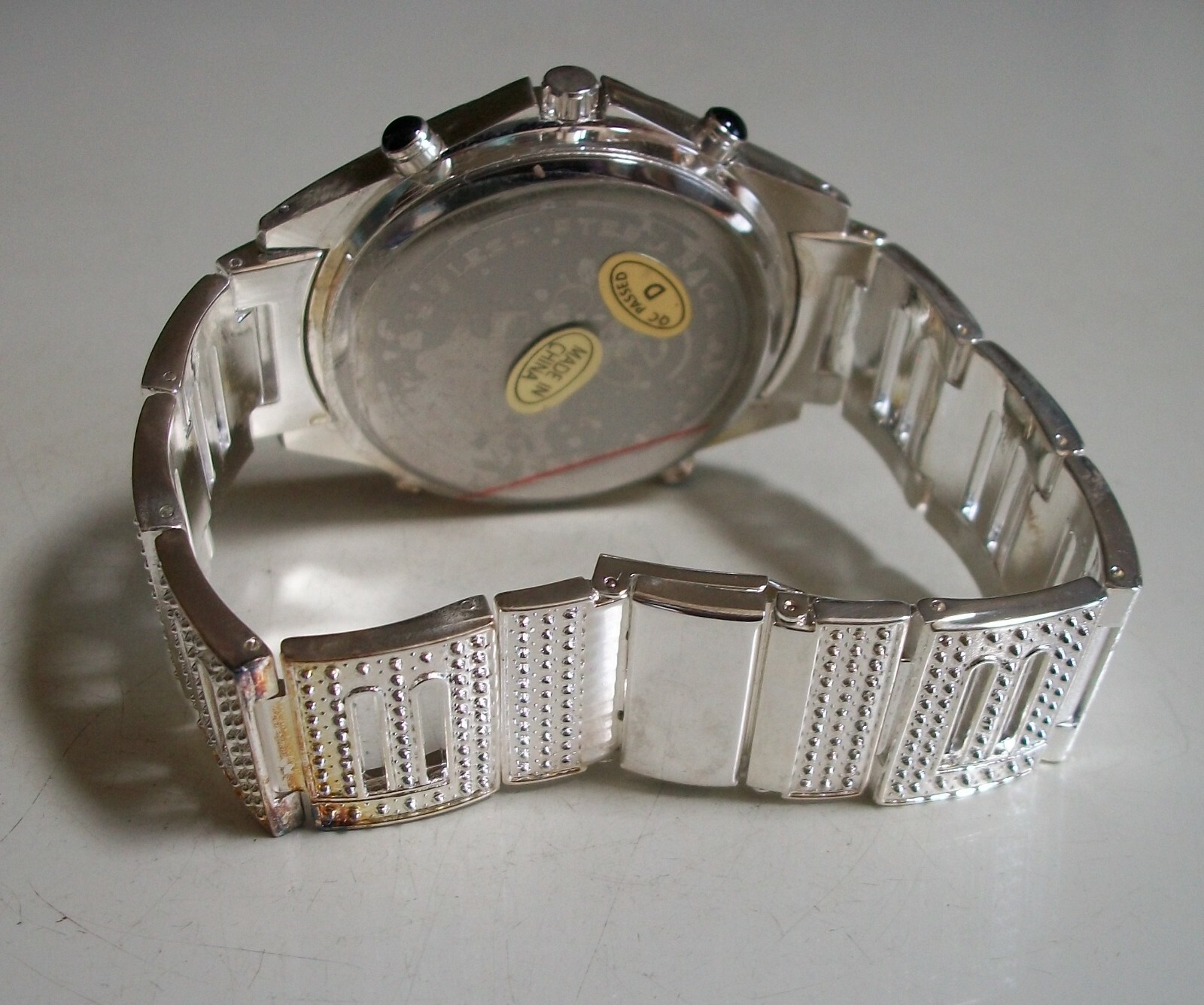 Men Silver Finish Clear Stone World Map Dial Fashion Dressy Hip Hop Watch