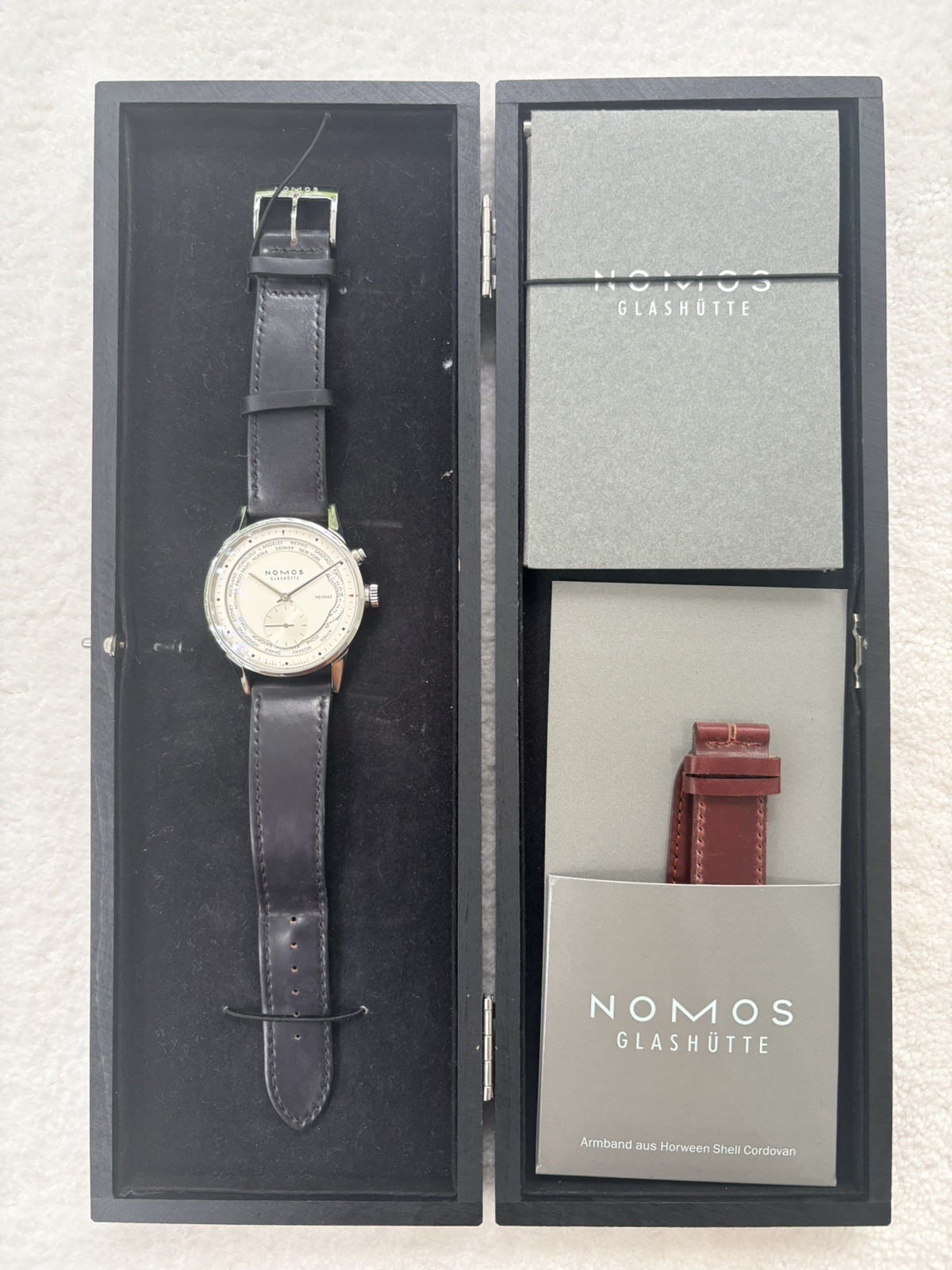 Nomos Glashutte Zurich Edition World Time 805 Galvanized Silvery-White 40mm