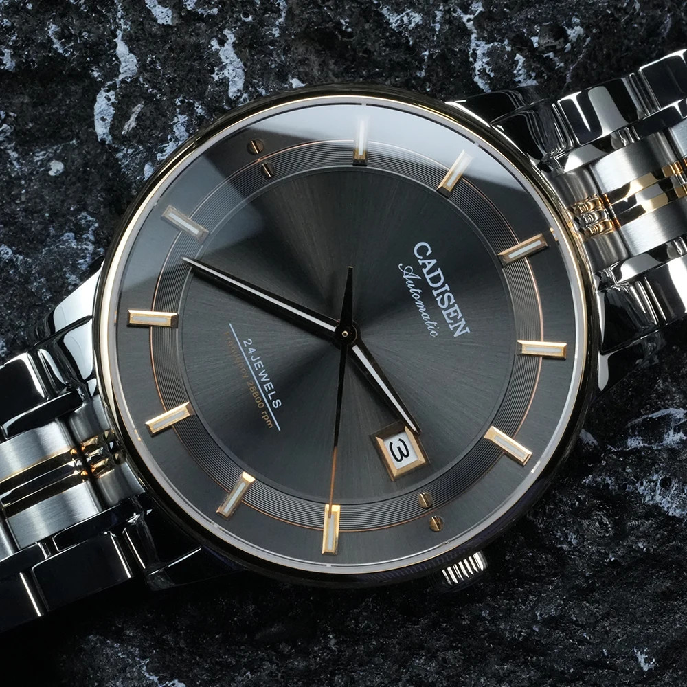 CADISEN Ultra-thin Mechanical Wriswatch Japan MIYOTA 9015 Sapphire Crystal