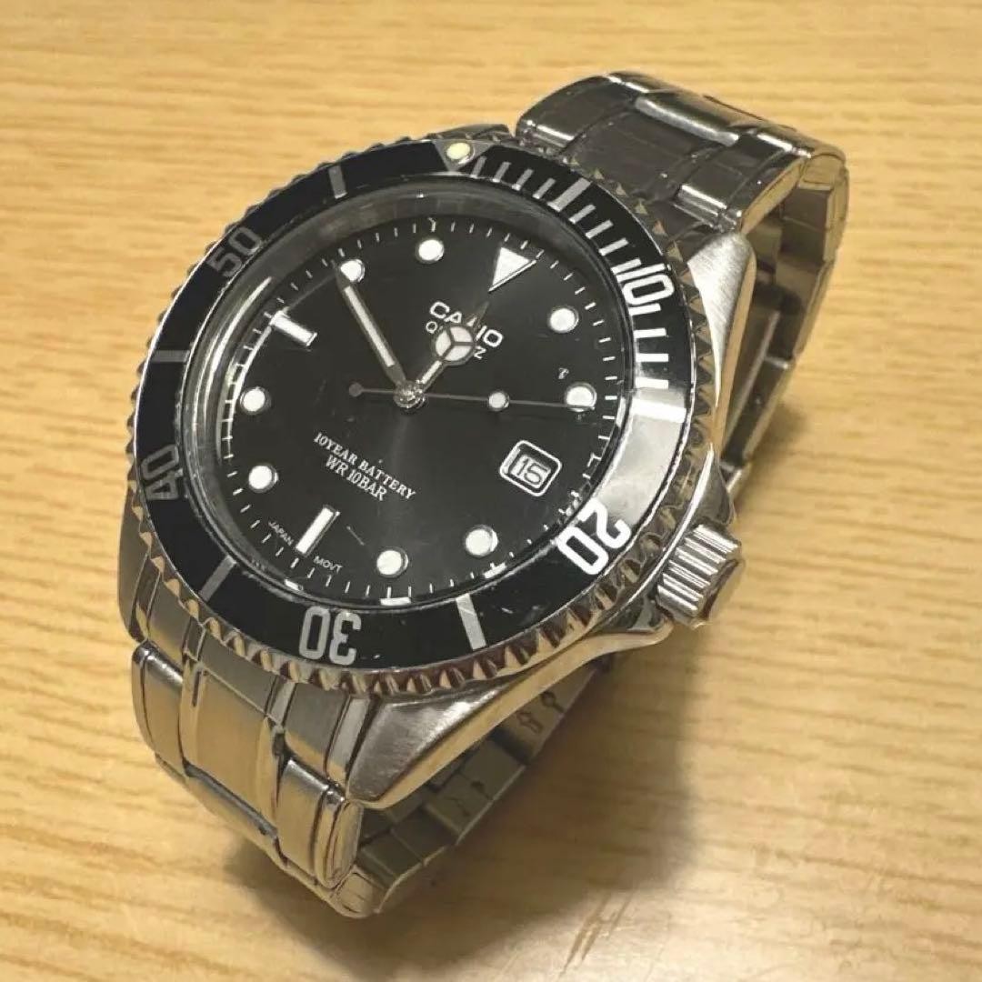CASIO MTD-1043 Diver’s Silver Black Watch Wrist 17cm From Japan