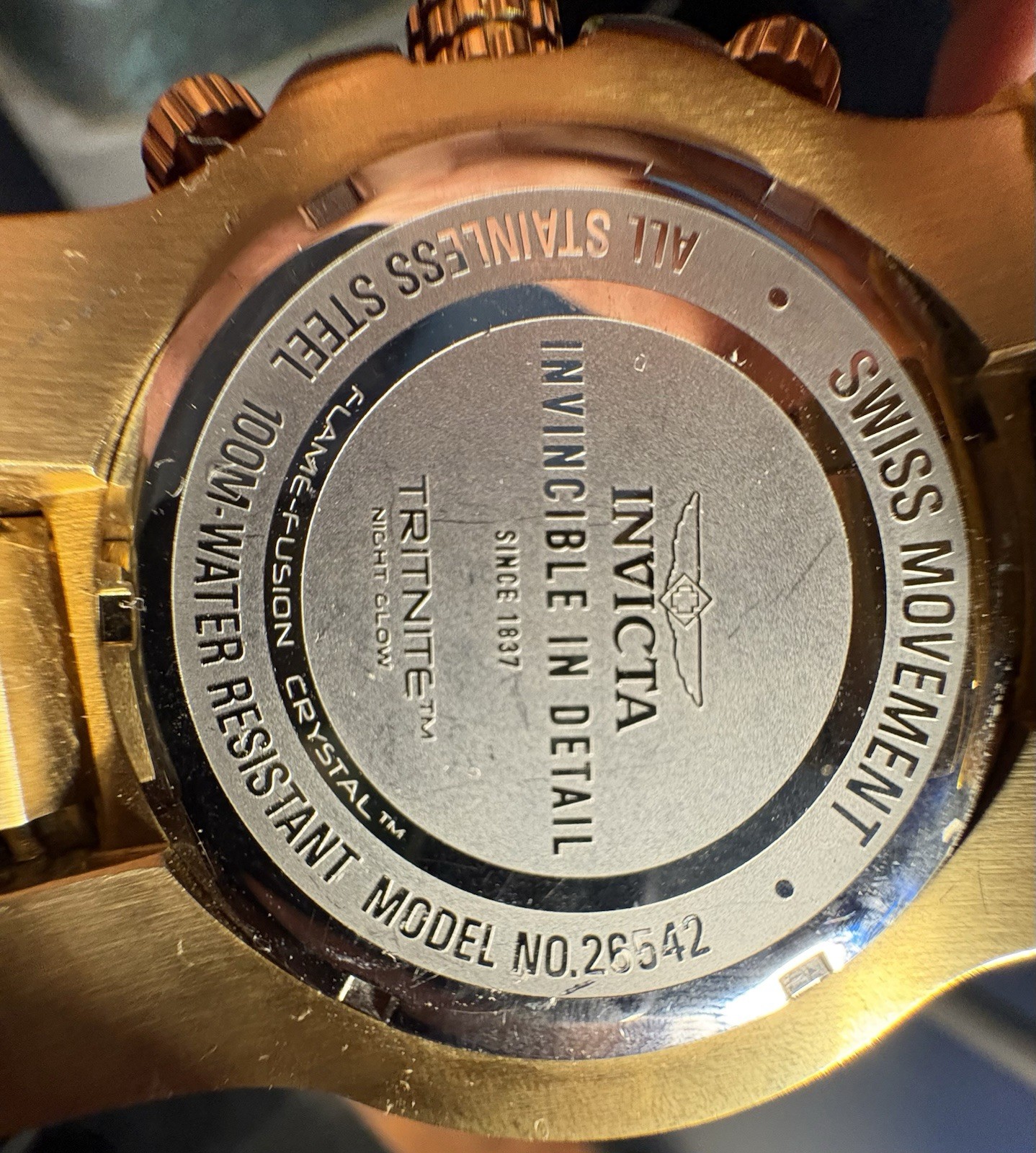 Invicta Swiss Movement all stainless steel 100m water resistant model no. 26542