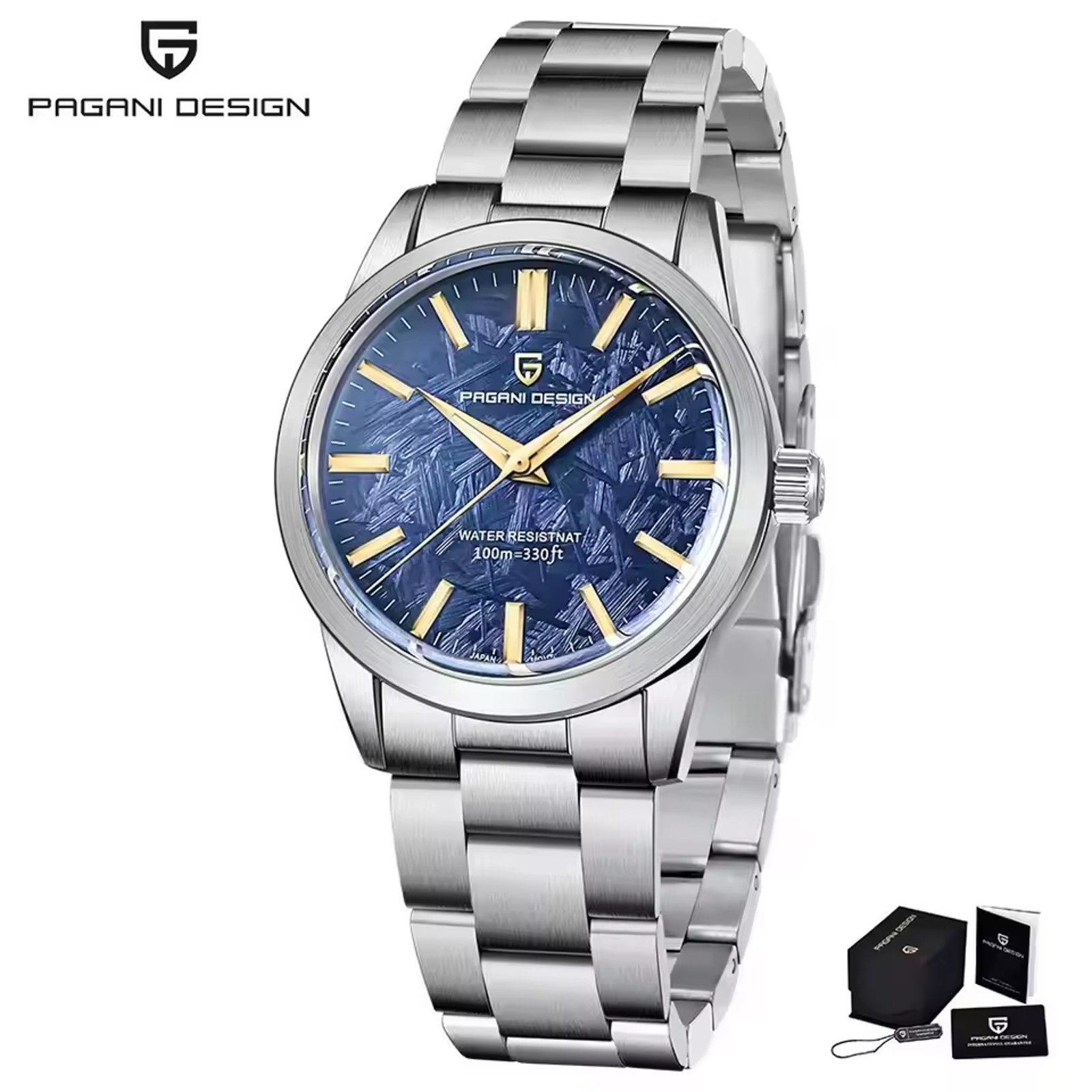 Pagani Design 1734 40mm Meteorite AR Sapphire Gold Hands Indices 100m Seiko VH31