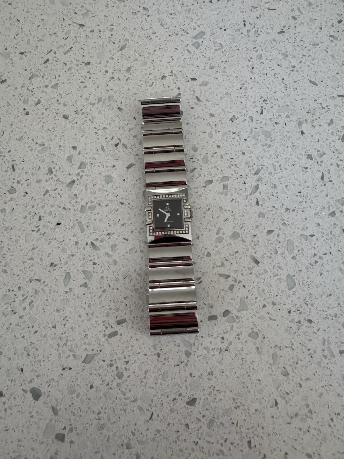 OMEGA Constellation Carre Quadra Diamond Bezel Qz Ladies Watch