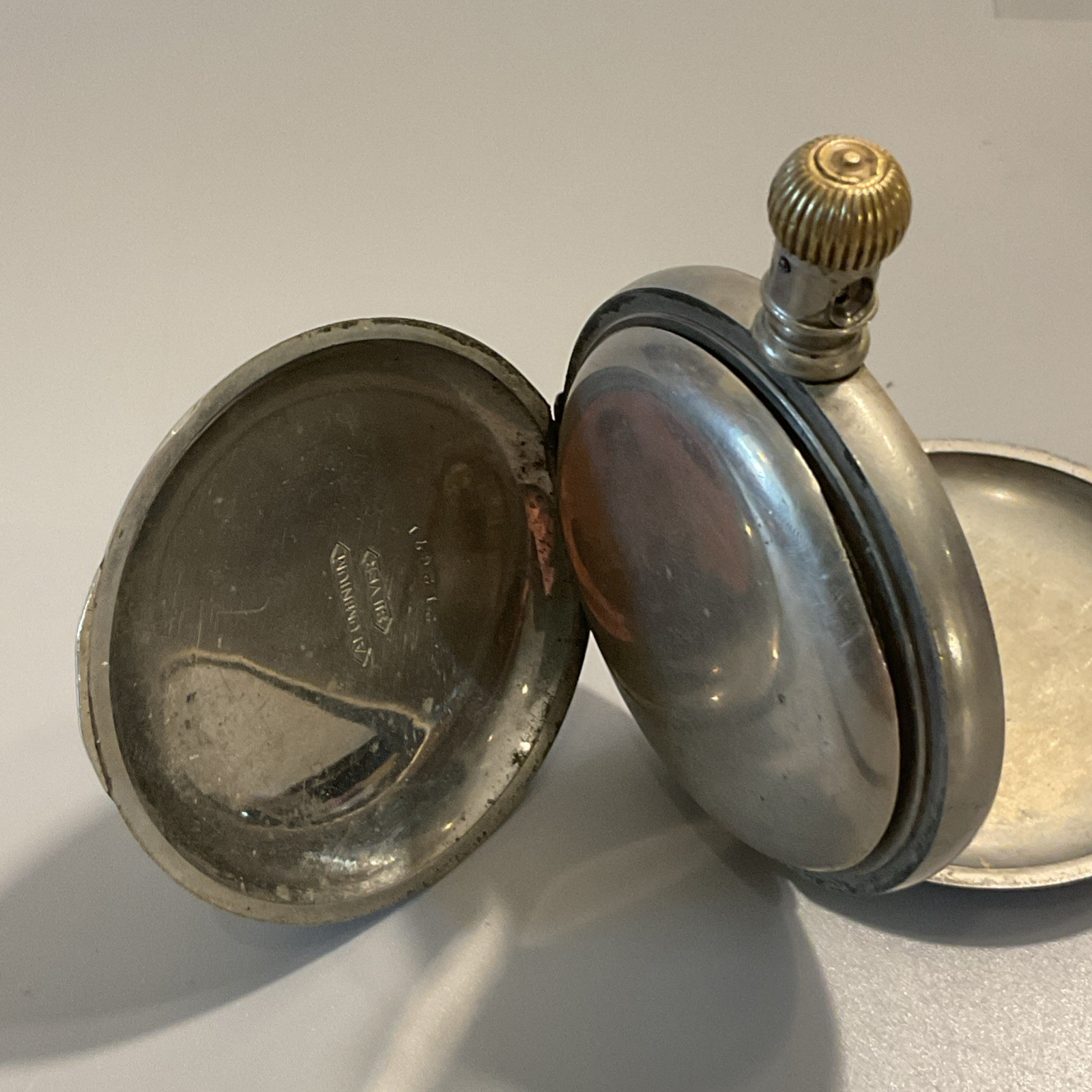 Vintage Antique Pocket Watch Case Only Hunter Aluminum Silver