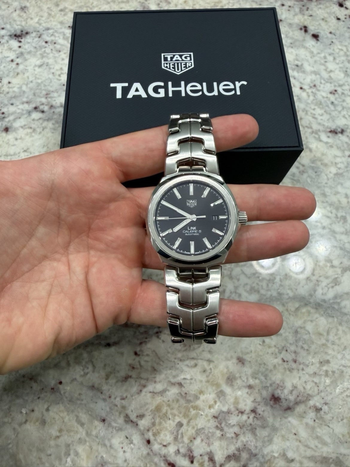TAG Heuer Link Calibre 5 Automatic Black Dial Date SS Bracelet w/ Box