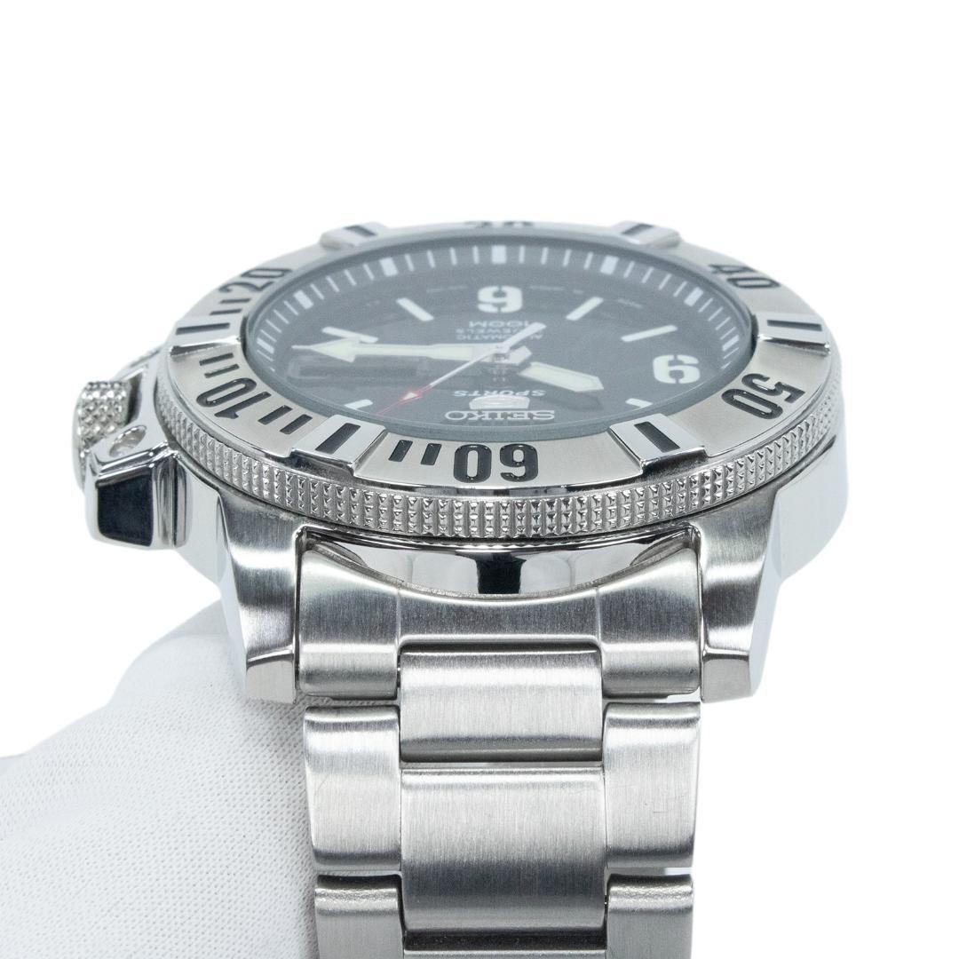 Seiko 5 Wristwatch Mechanical Automatic Men’s Black Transparent Back Diver’s