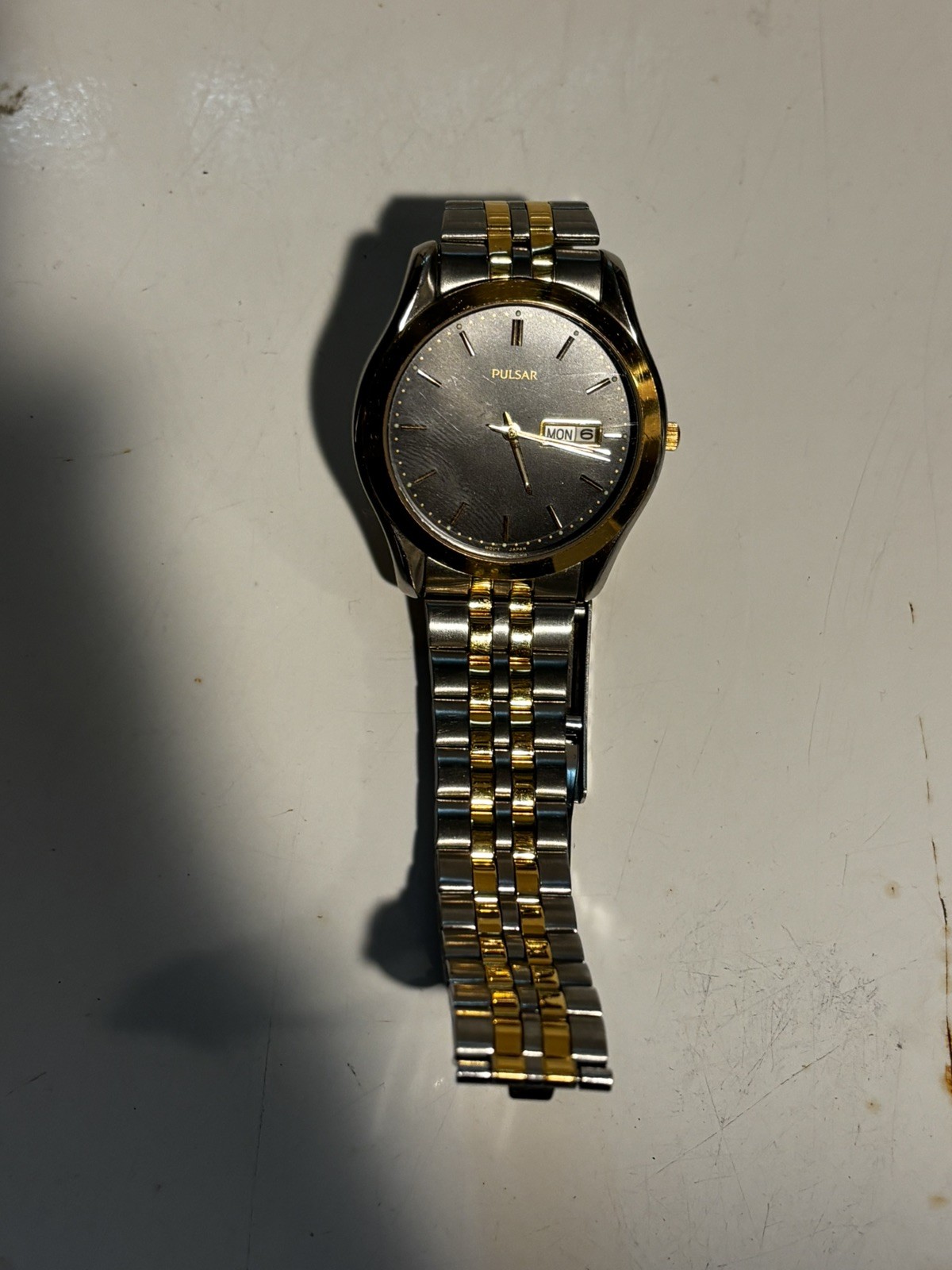 Pulsar Men’s 38mm Gold & SS Watch VX33-X061 Japan Day/Date New Batt Works