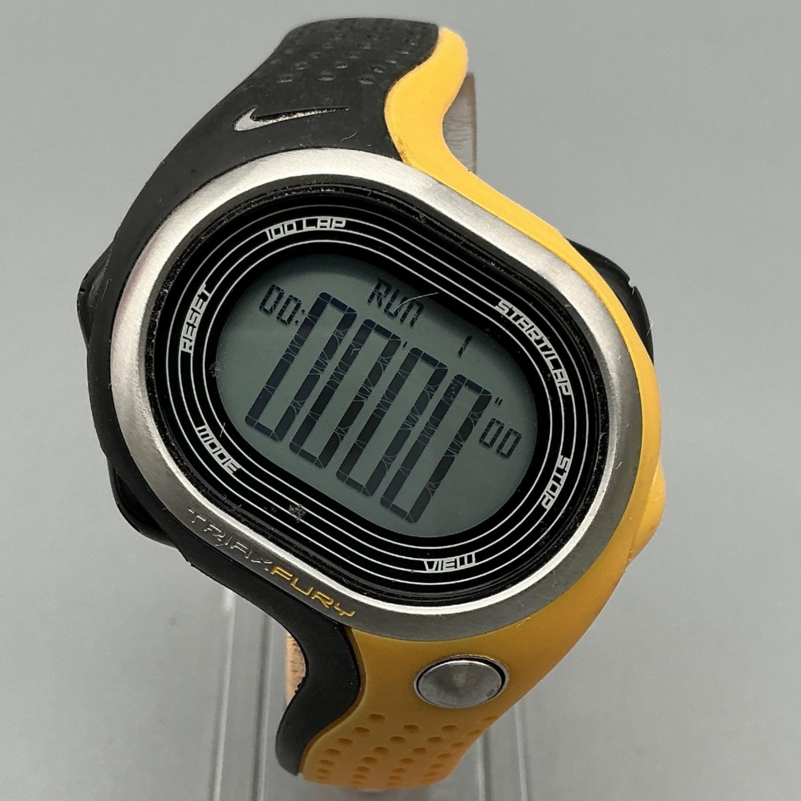 Nike Triax Fury Mens Watch 40mm Black Yellow Chronograph WR0139 New Battery