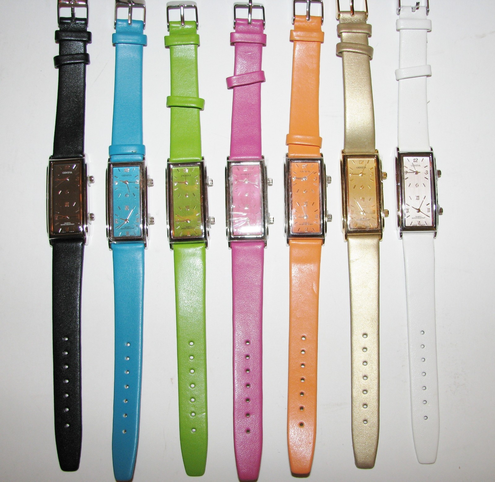 NEW-GENEVA DUAL DOUBLE TWO TIME ANALOG LEATHERETTE LADY’S WATCH