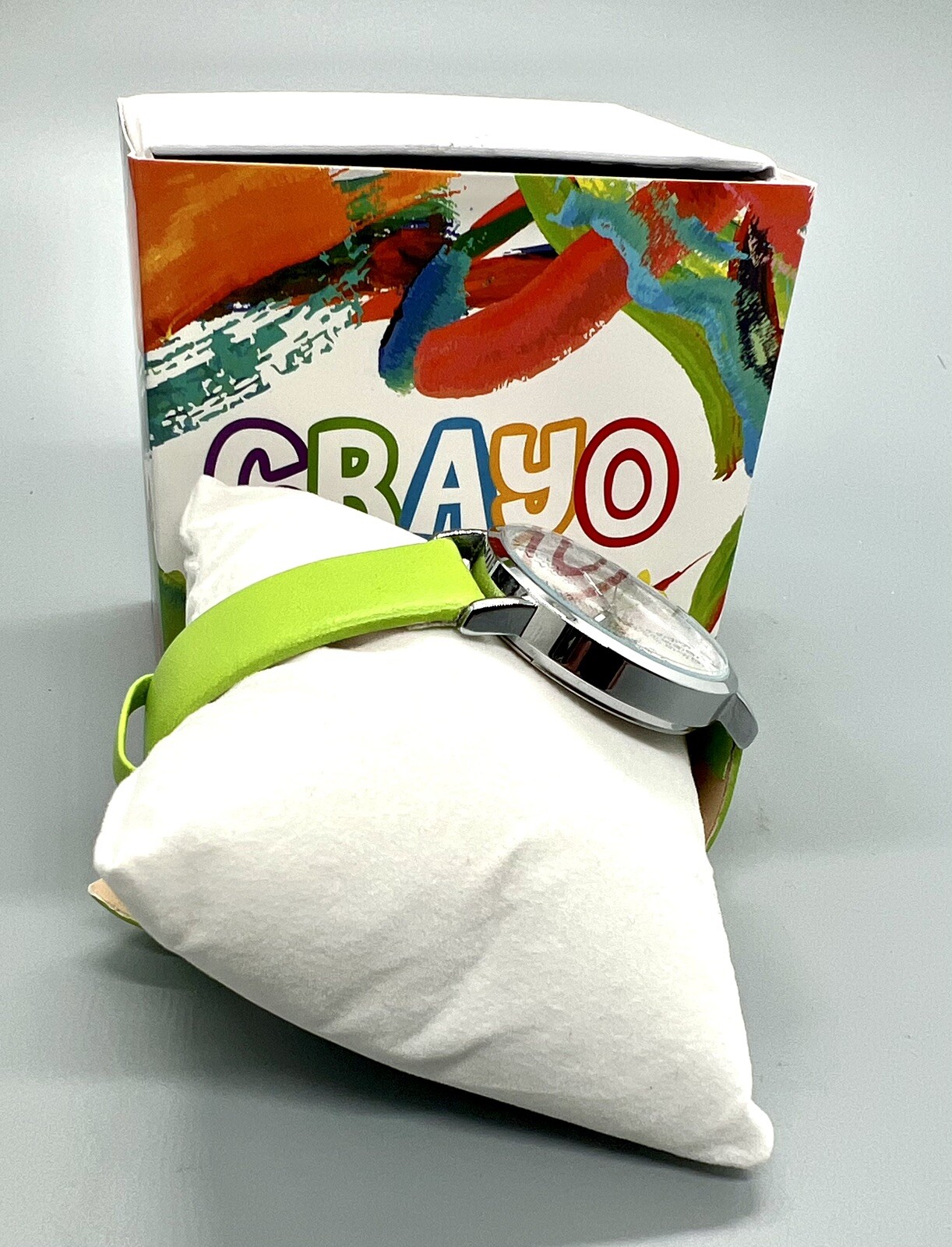 Crayo Fortune White Dial Lime Leatherette Watch CR4301