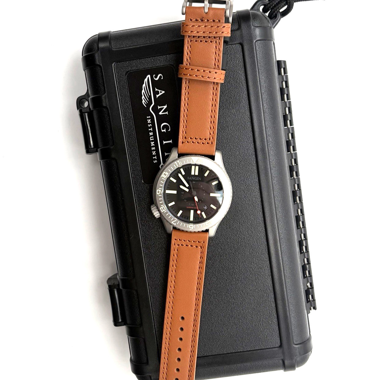 Sangin Instruments Kinetic II Expedition (K2E) GMT Matte – Genuine Leather Band