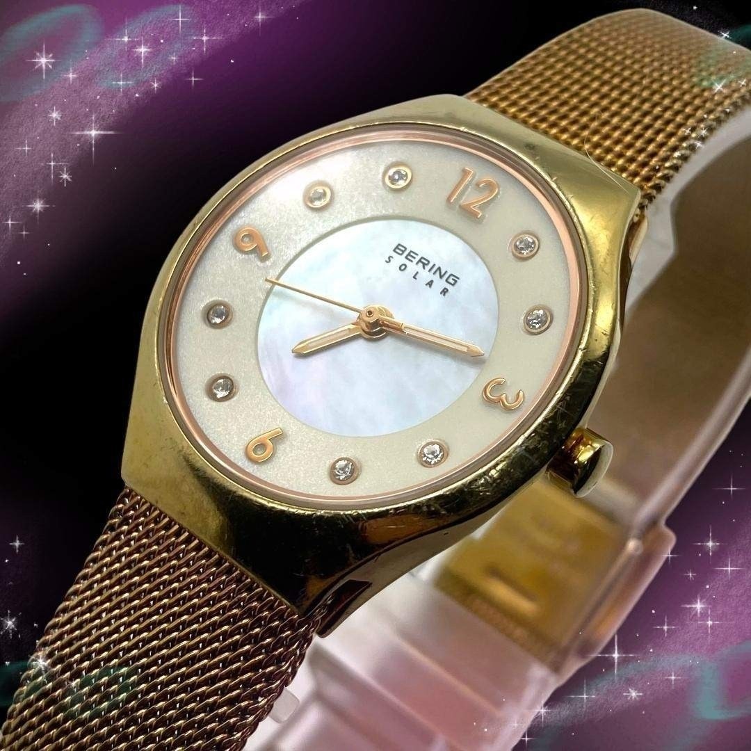 Working Item Bering Ladies Wristwatch 8P Stones Waterproof Solar