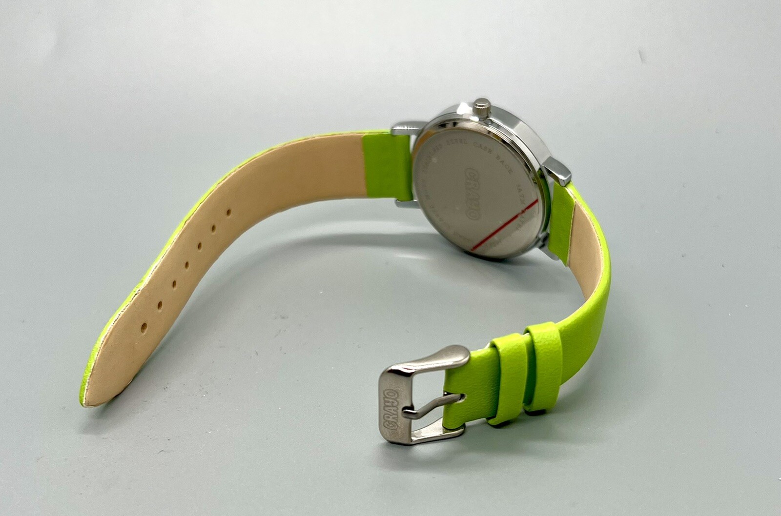 Crayo Fortune White Dial Lime Leatherette Watch CR4301