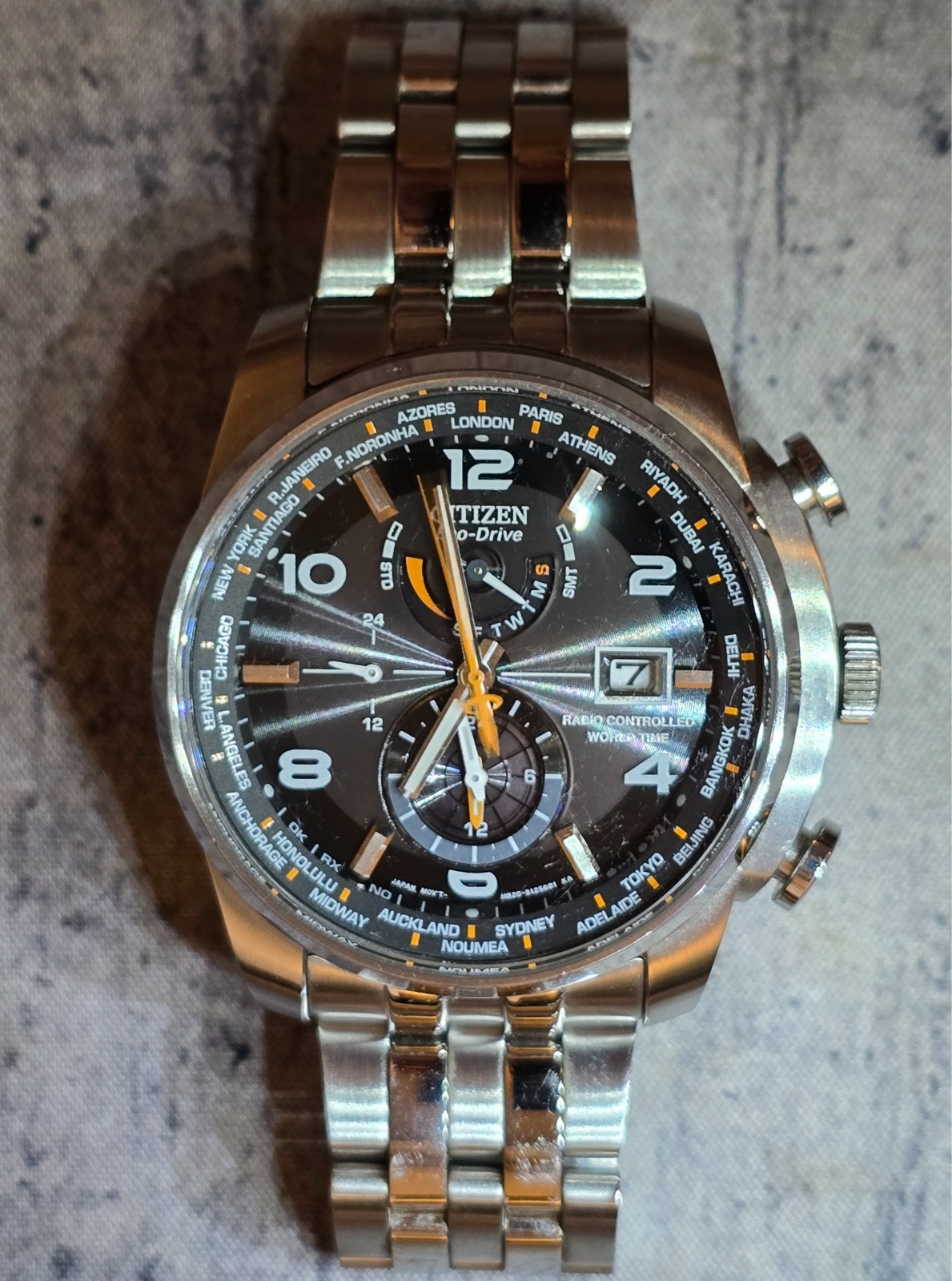 Citizen Men’s Eco-Drive A-T Alarm Radio Controlled World Time Watch AT9010 wr200