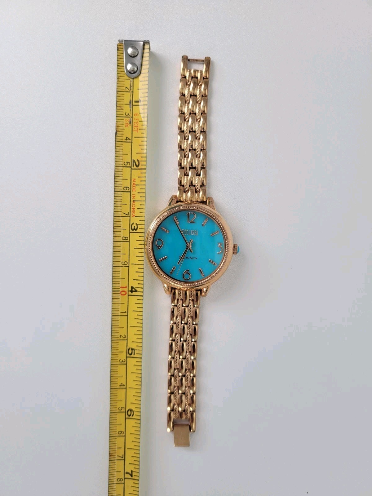 Ecclissi Sterling Silver Turquoise Blue Dial Gold Tone Women’s Quartz Watch