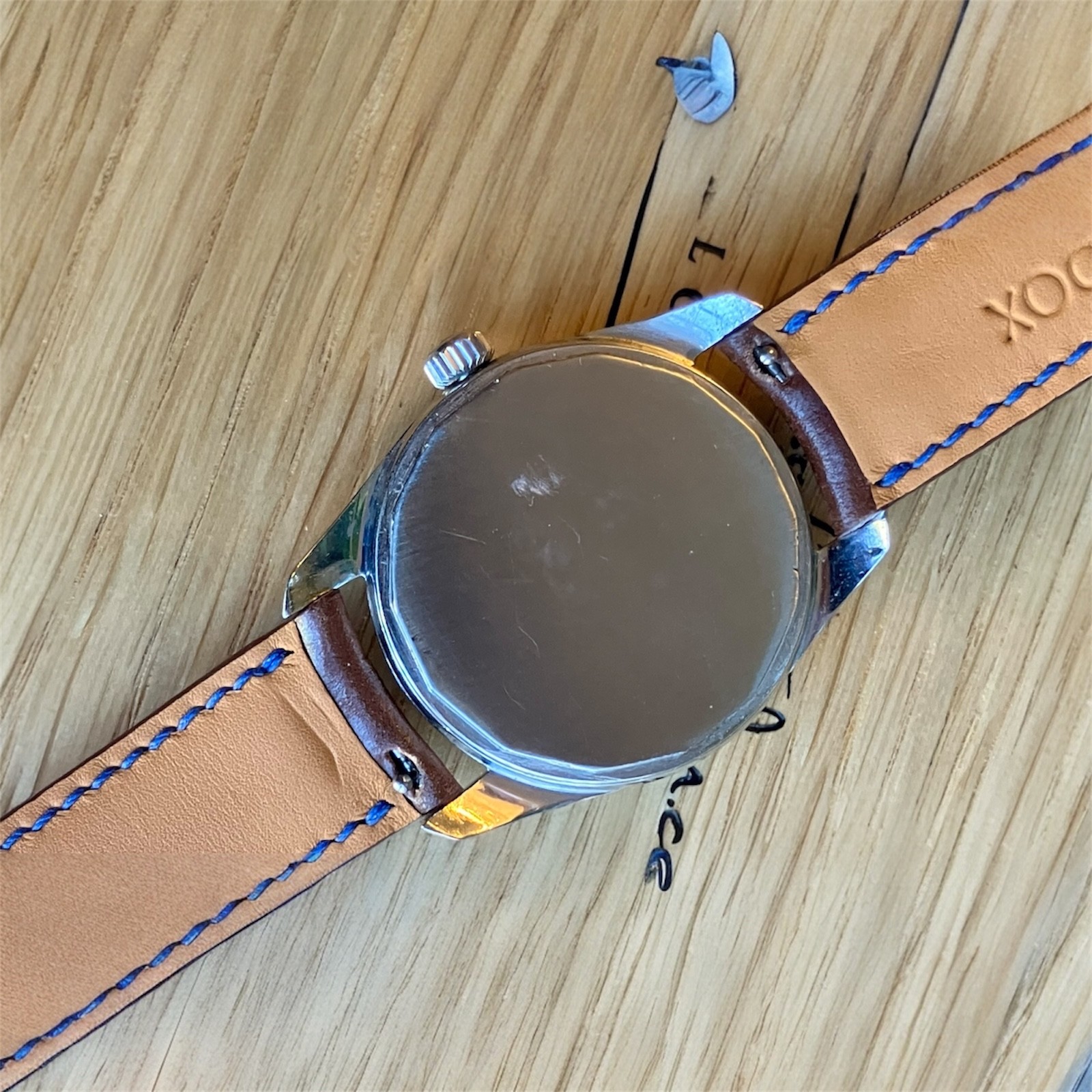 Universal Geneve Polerouter Auto Date ST 35mm case Cream Index dial Strap 1960