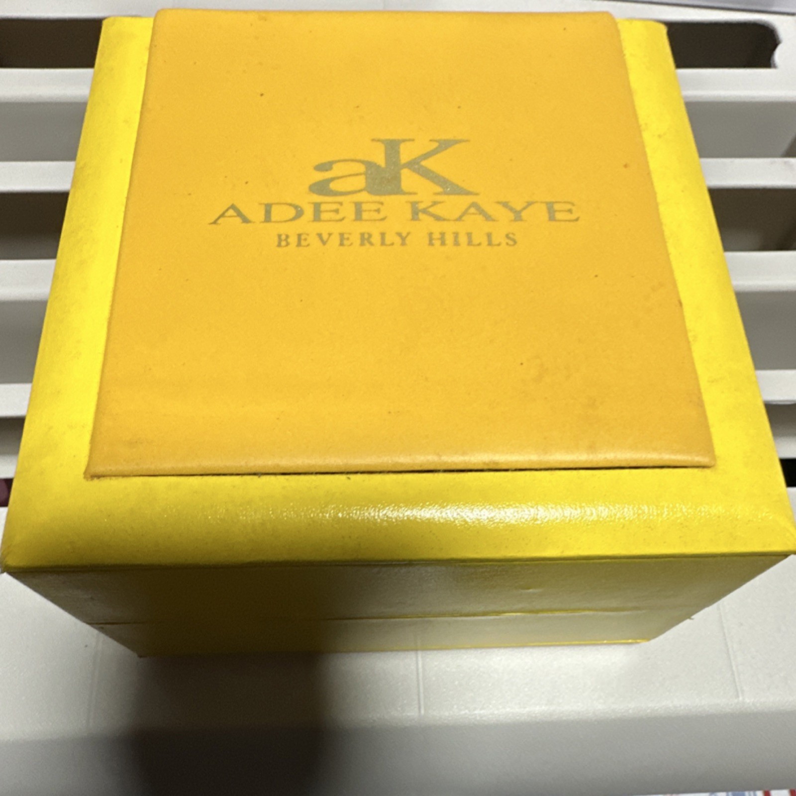 Adee Kaye Beverly Hills Silver Rectangular Black Dial Brown Leather Watch w/Box