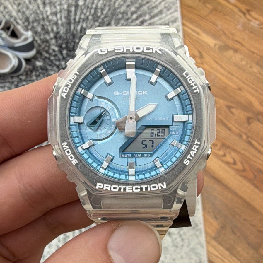 G-SHOCK CASIOAK Men’s Analog-Digital Blue Dial Clear Resin – GA2100BM-7A2