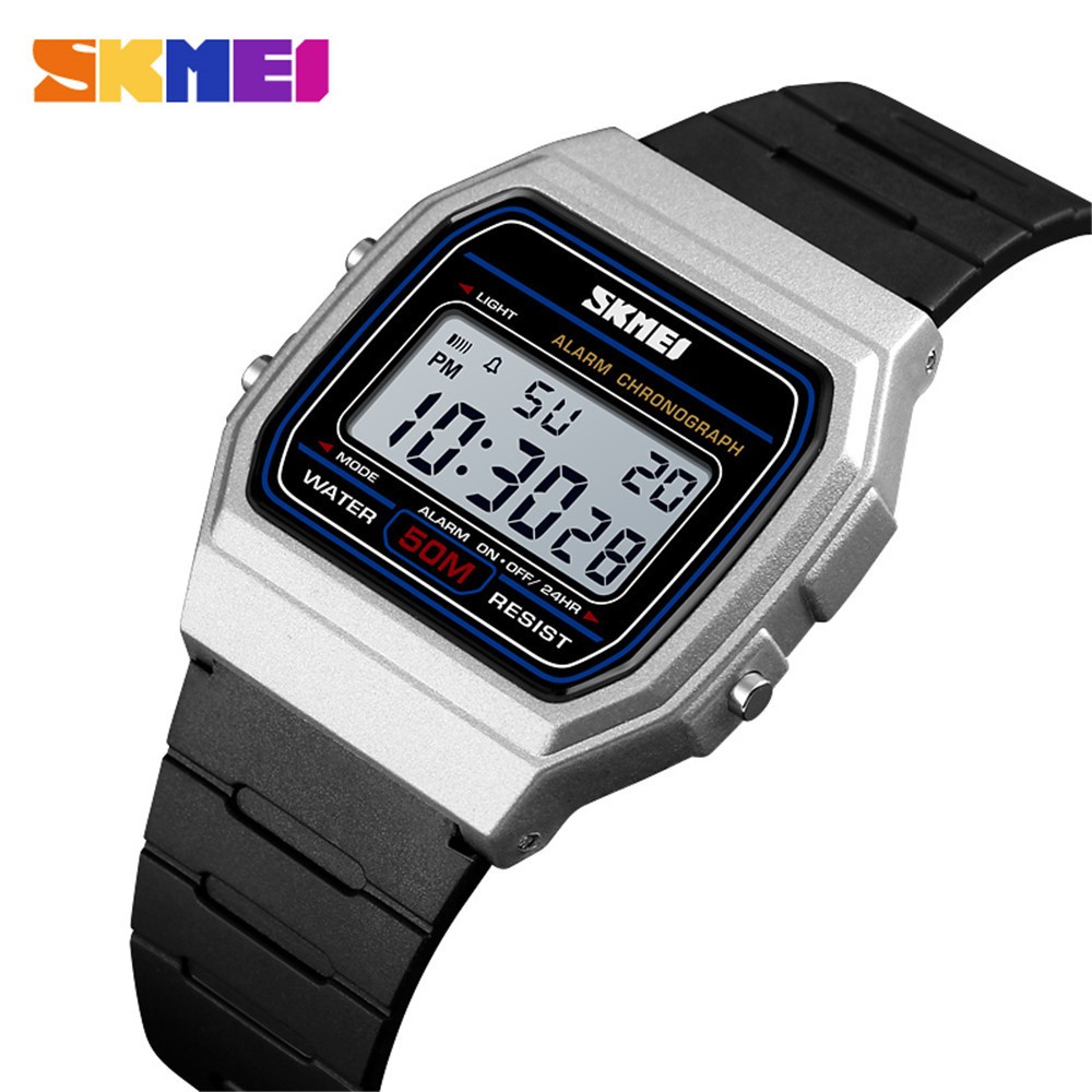 SKMEI Men Watches Rectangle Digital Wristwatch for Boy Girl LED Sport Watch Gift