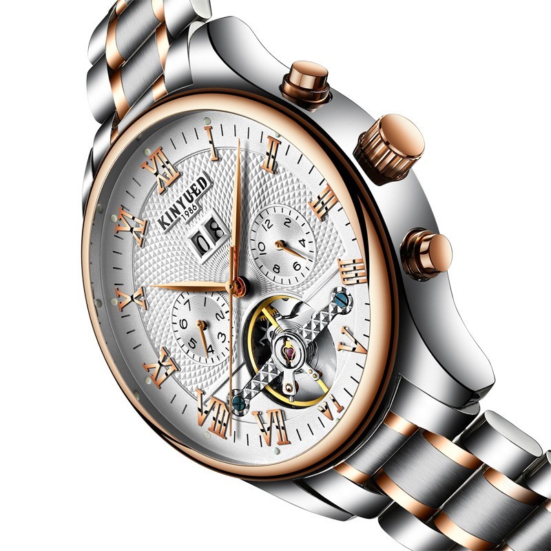 Classic Luxury Men’s Automatic Mechanical Skeleton Watch Tourbillon Dial