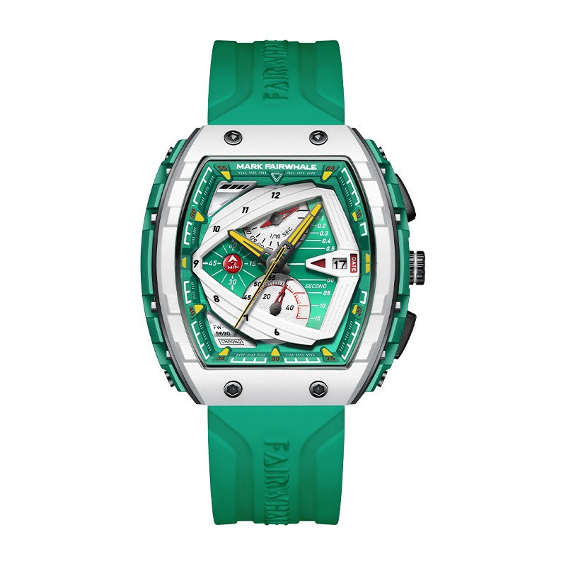 MARK FAIRWHALE Multifunction Chronograph Luminous Calendar Barrel Quartz Watch