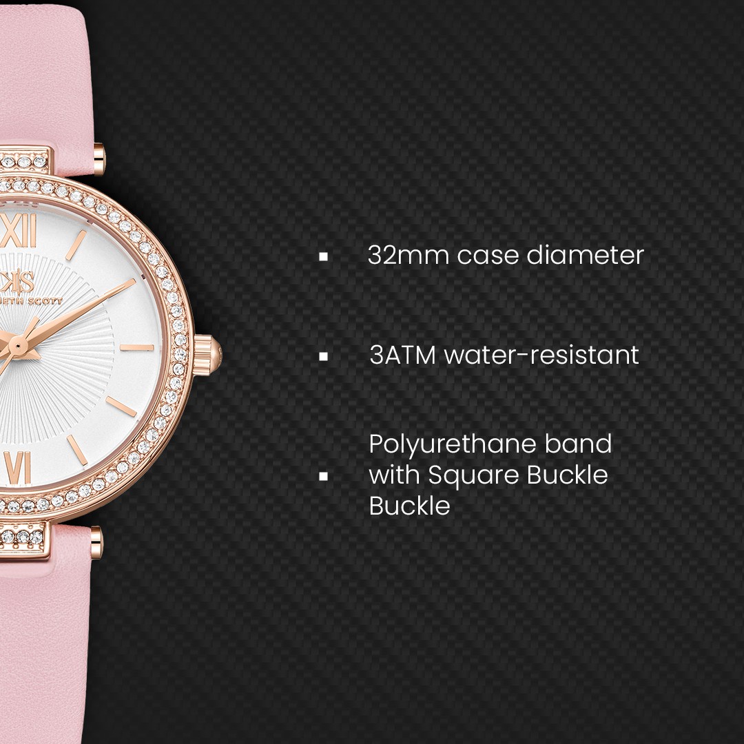 Kenneth Scott Women’s Analog Watch | White Dial, 32mm, 30 m (3 ATM)