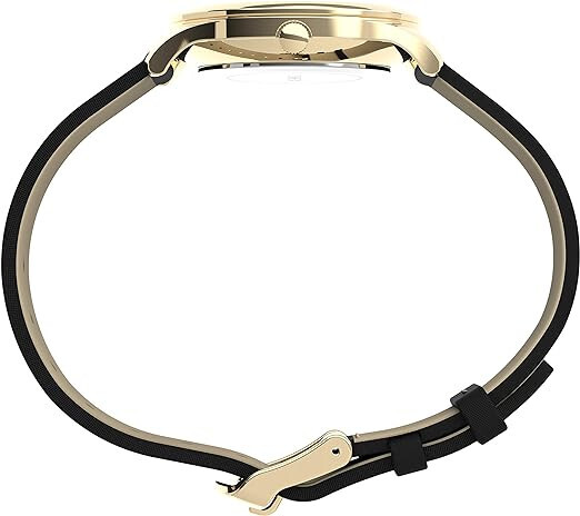 Timex Women’s Starstruck 32mm Watch Gold-Tone Case Indiglo Black Leather Band