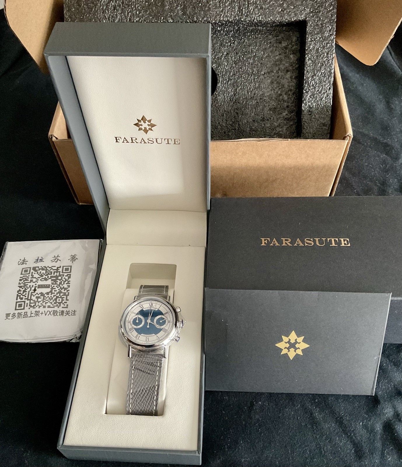 NIB Full Set Farasute Chronograph Two Tone Dial Breguet Hands