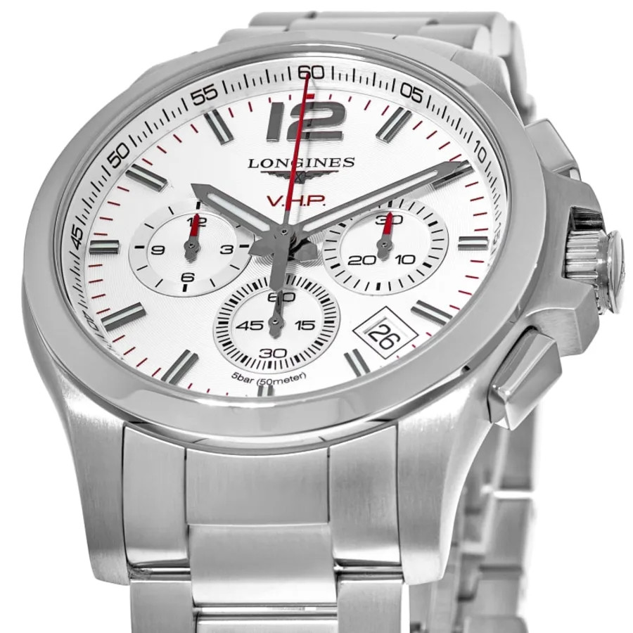 New Longines Conquest V.H.P. 44mm Silver Dial Steel Men’s Watch L3.727.4.76.6