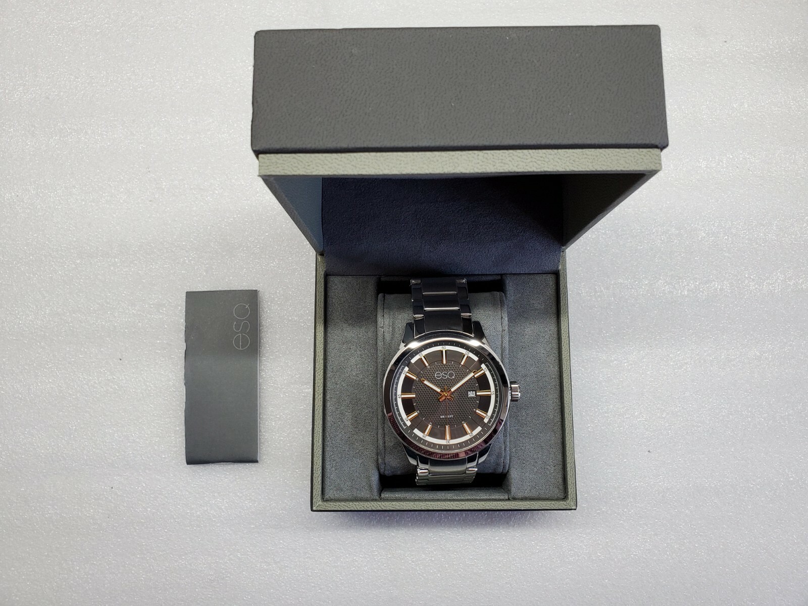 ESQ GRAY DIAL DATE STAINLESS STEEL MEN’S WATCH ESQ0171 STORE DISPLAY