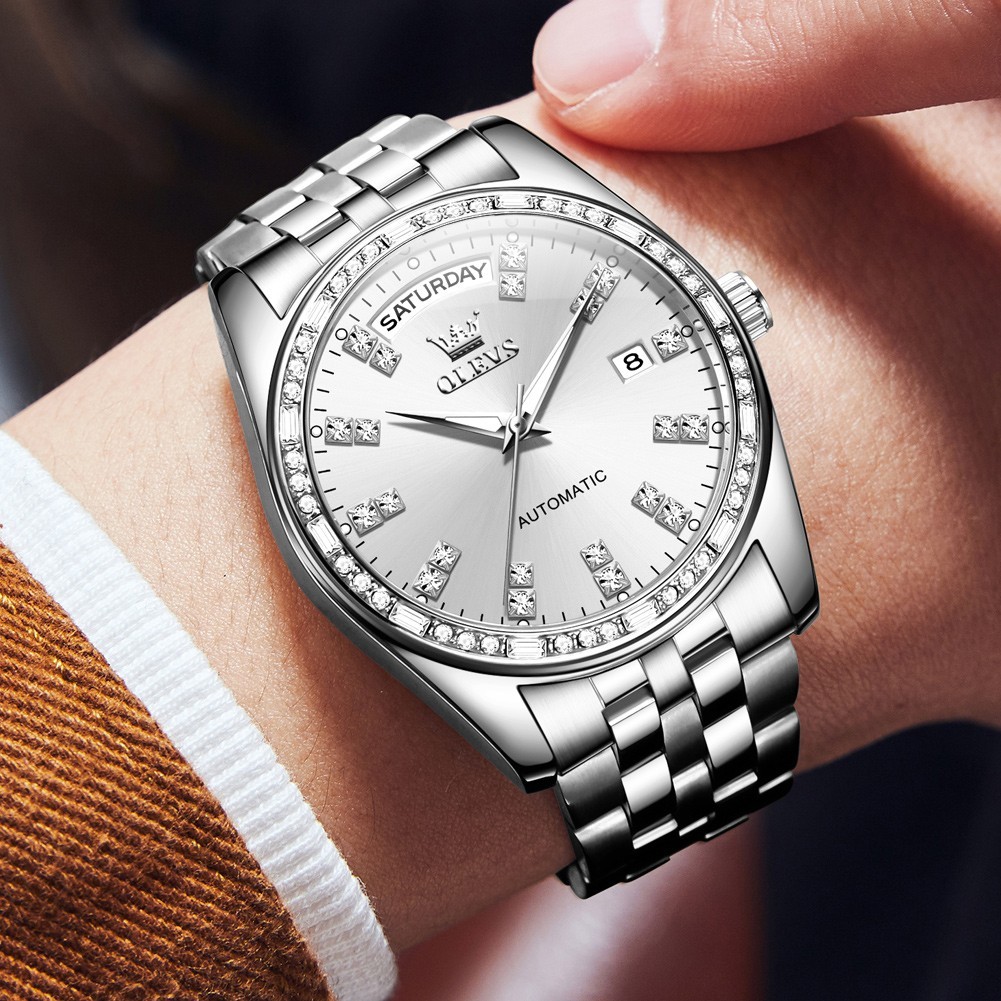 OLEVS 9802 Classic Dial Automatic Diamond Luminous Business Mechanical Watch