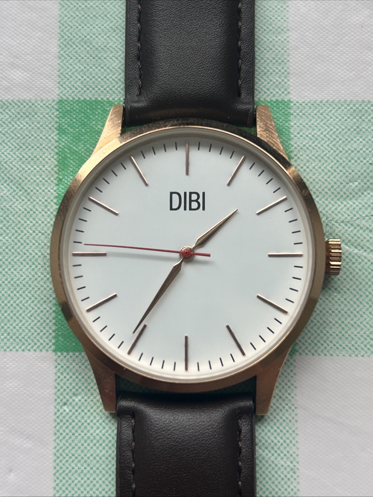 Dibi Rose Gold Tone Brown Band Quartz Watch