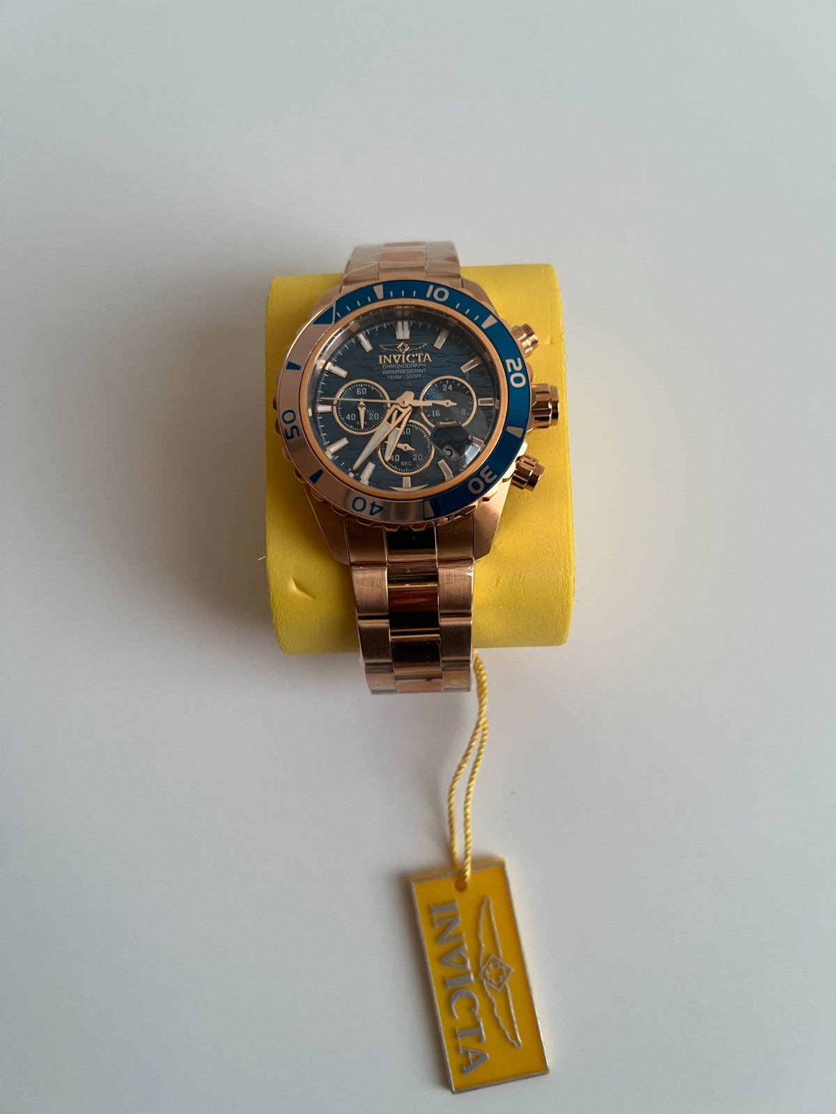 Invicta Pro Diver Chronograph 14348 Rose Gold Blue Dial 100M Men’s Watch New