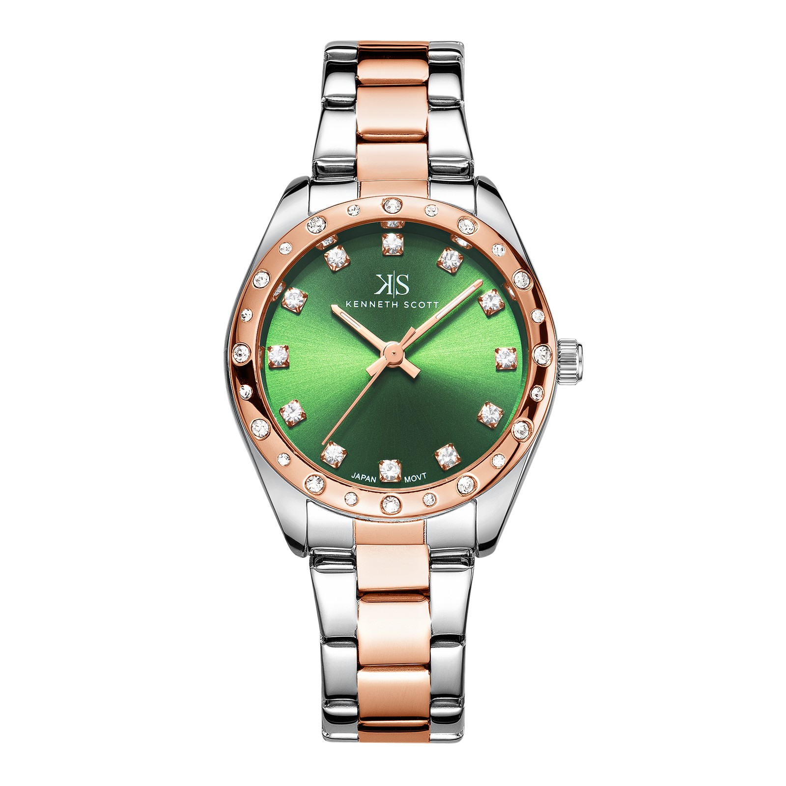 Kenneth Scott Women’s Analog Watch | Green Dial, 33mm, 30 m (3 ATM)
