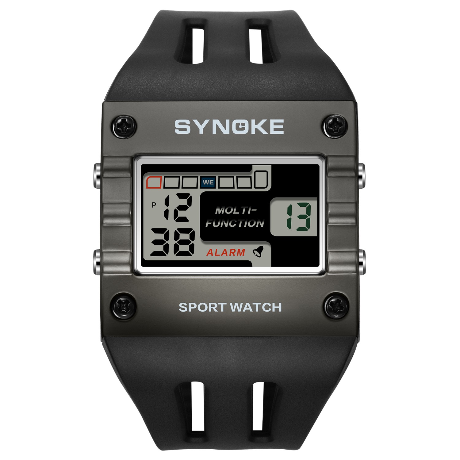 Men Square Watch Alloy Sport Watch Large LED Screen Waterproof Digital Backlight
