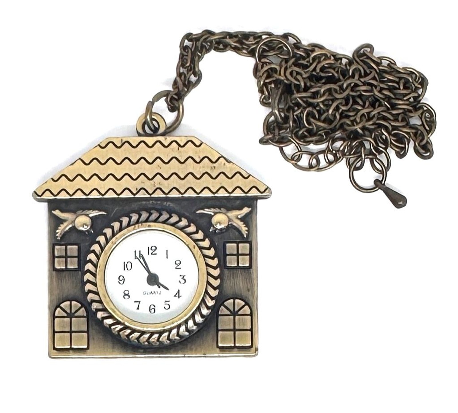 Bronze HousePendant Watch on Long Chain #1010