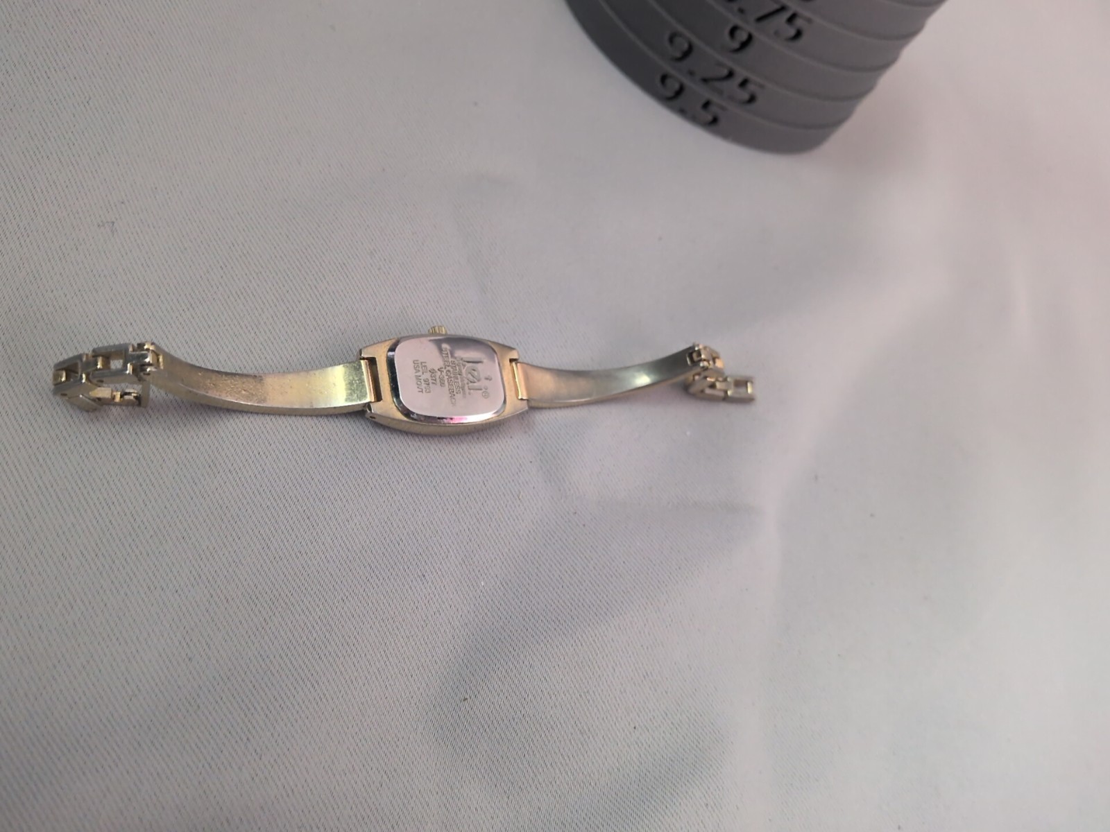 Vintage LEI Women’s Square Gold Silver Watch w/ Rhinestones, Jewelry Clasp