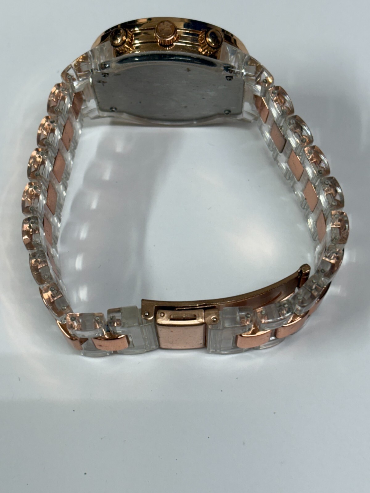 Rose Gold Colored Clear Plastic Resin Quartz Ladies Watch REPAIR