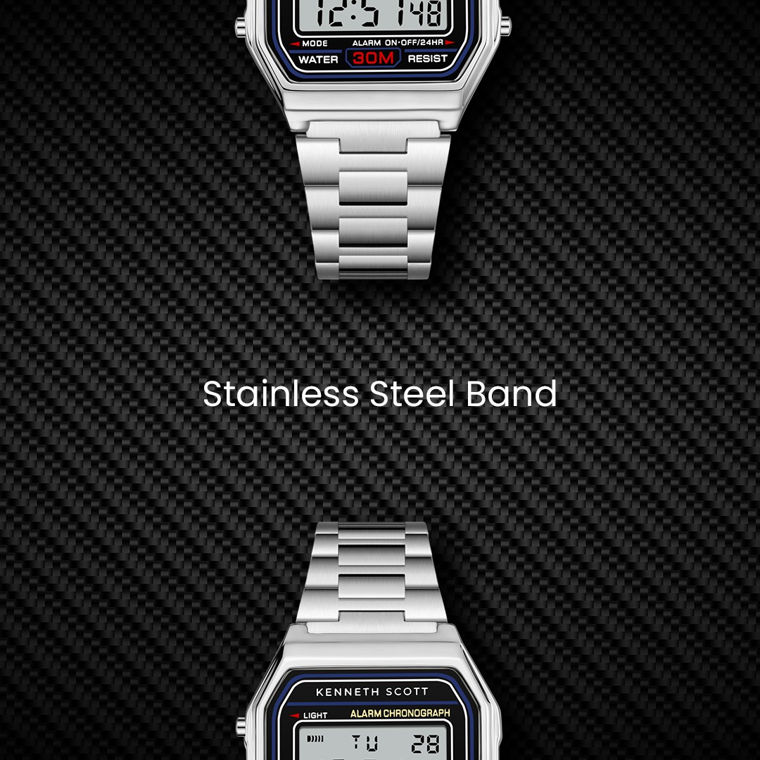 Kenneth Scott Men’s Digital Watch | Black Dial, 33mm, 30 m (3 ATM)