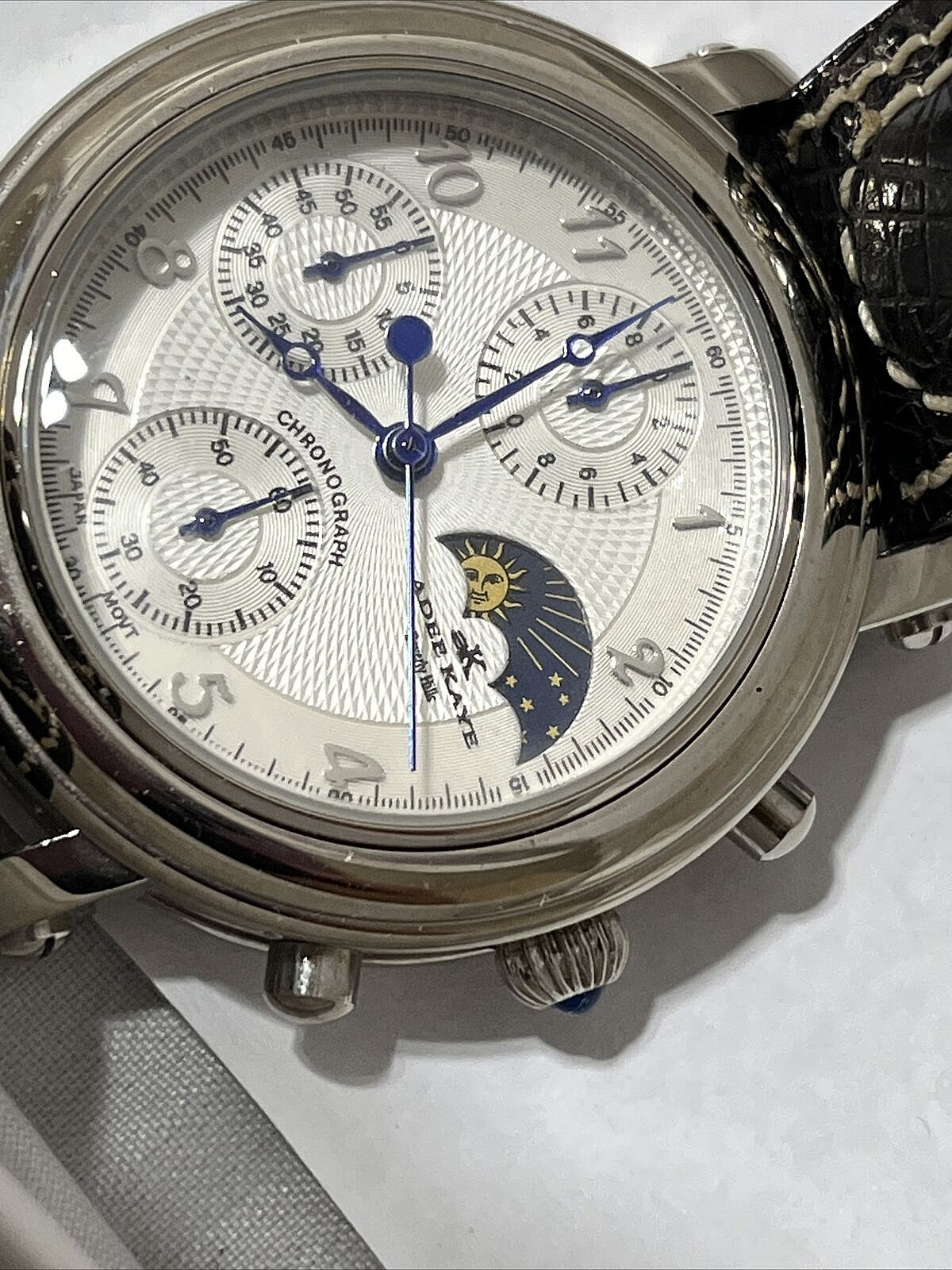 Adee Kaye Beverly Hills Chronograph Moon Phase Watch Box/Warranty Booklet